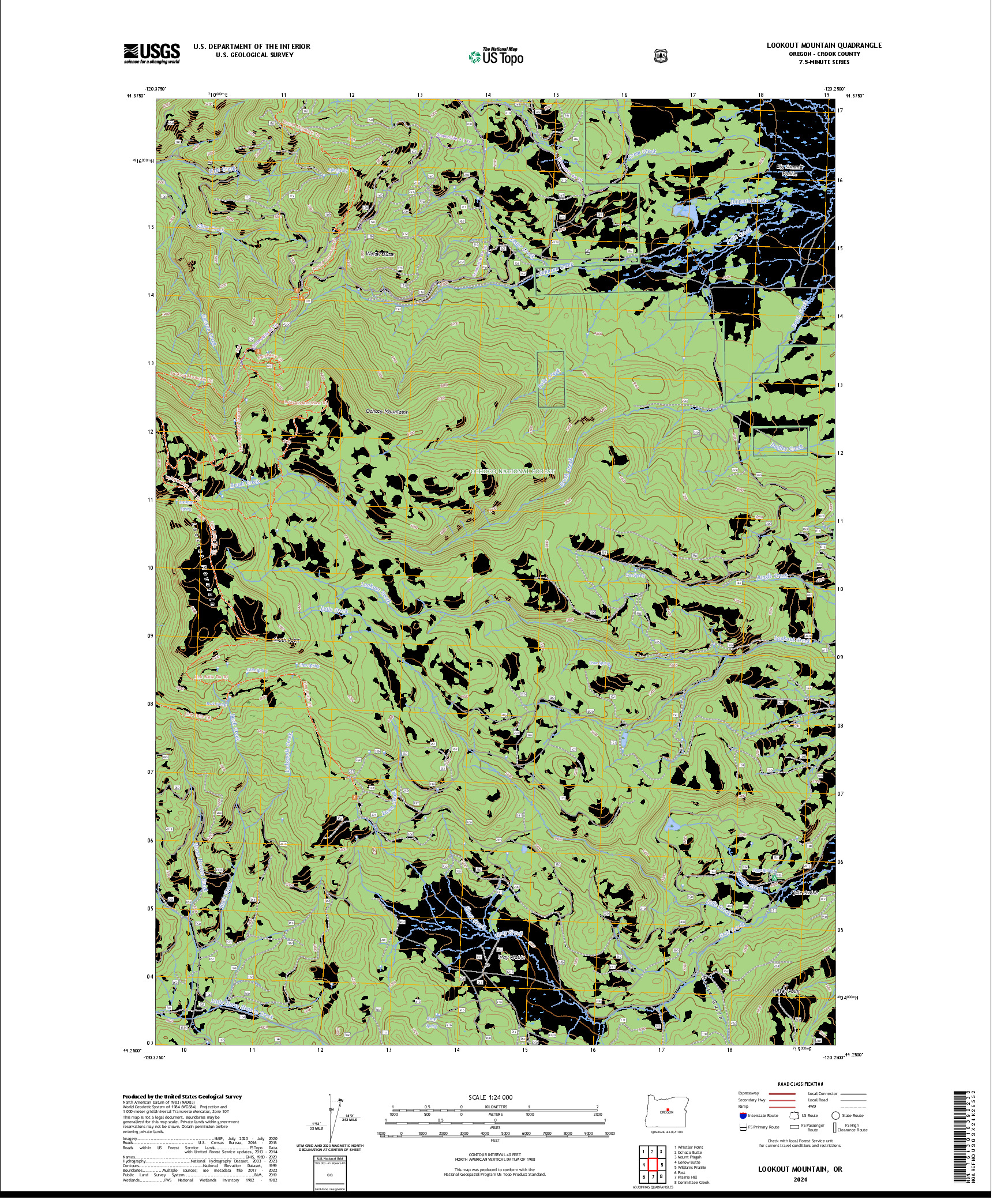 US TOPO 7.5-MINUTE MAP FOR LOOKOUT MOUNTAIN, OR