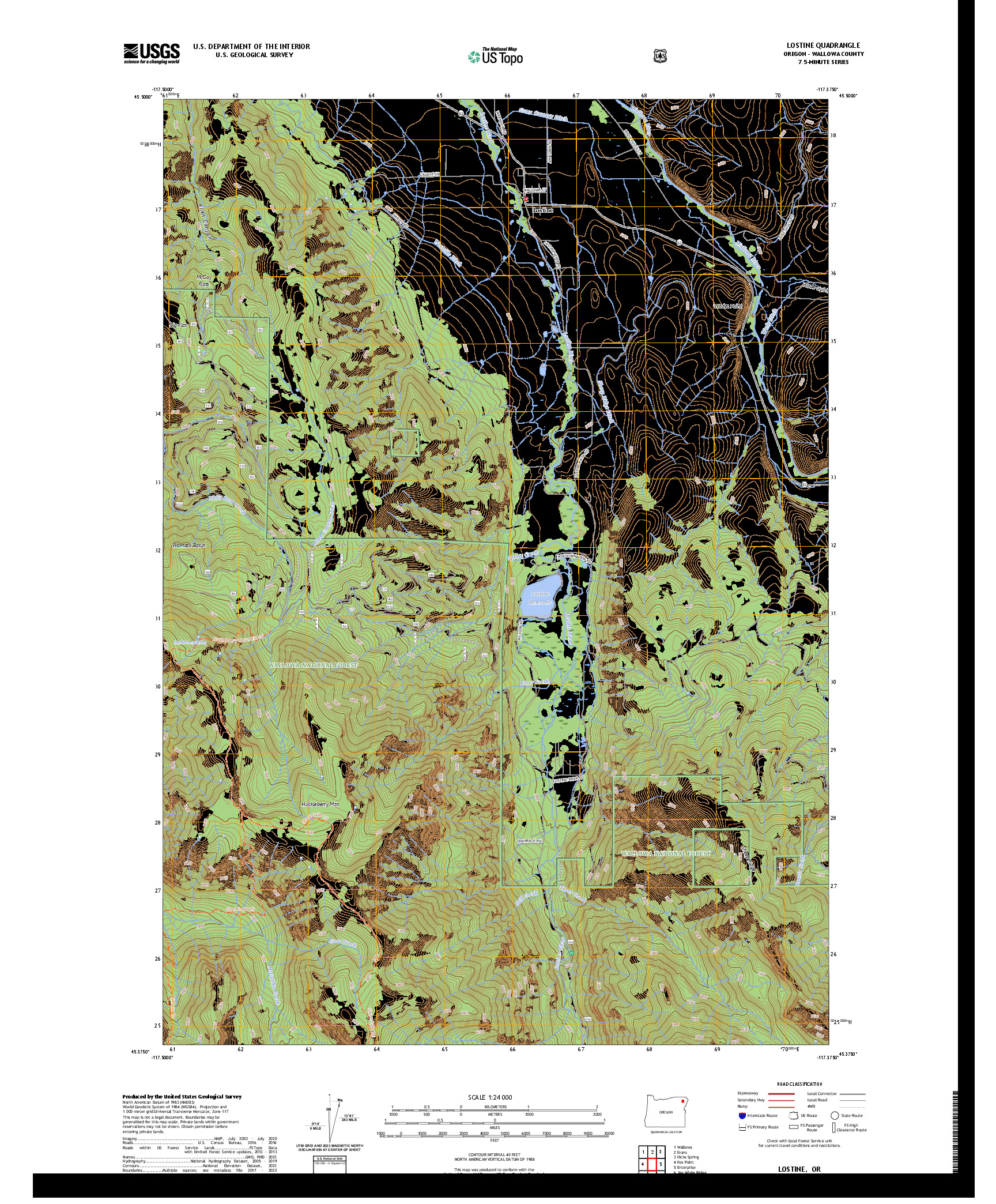 US TOPO 7.5-MINUTE MAP FOR LOSTINE, OR
