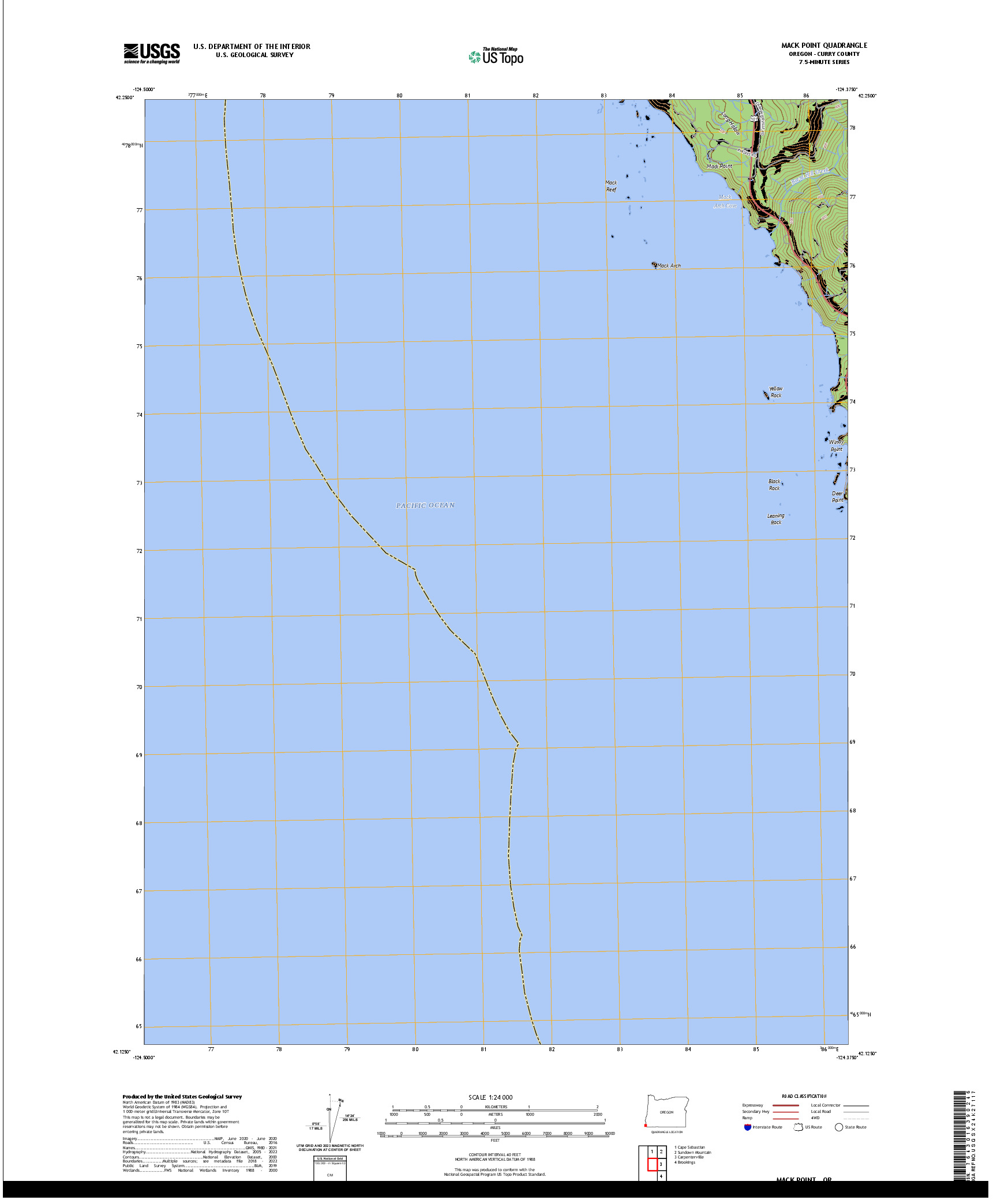 US TOPO 7.5-MINUTE MAP FOR MACK POINT, OR