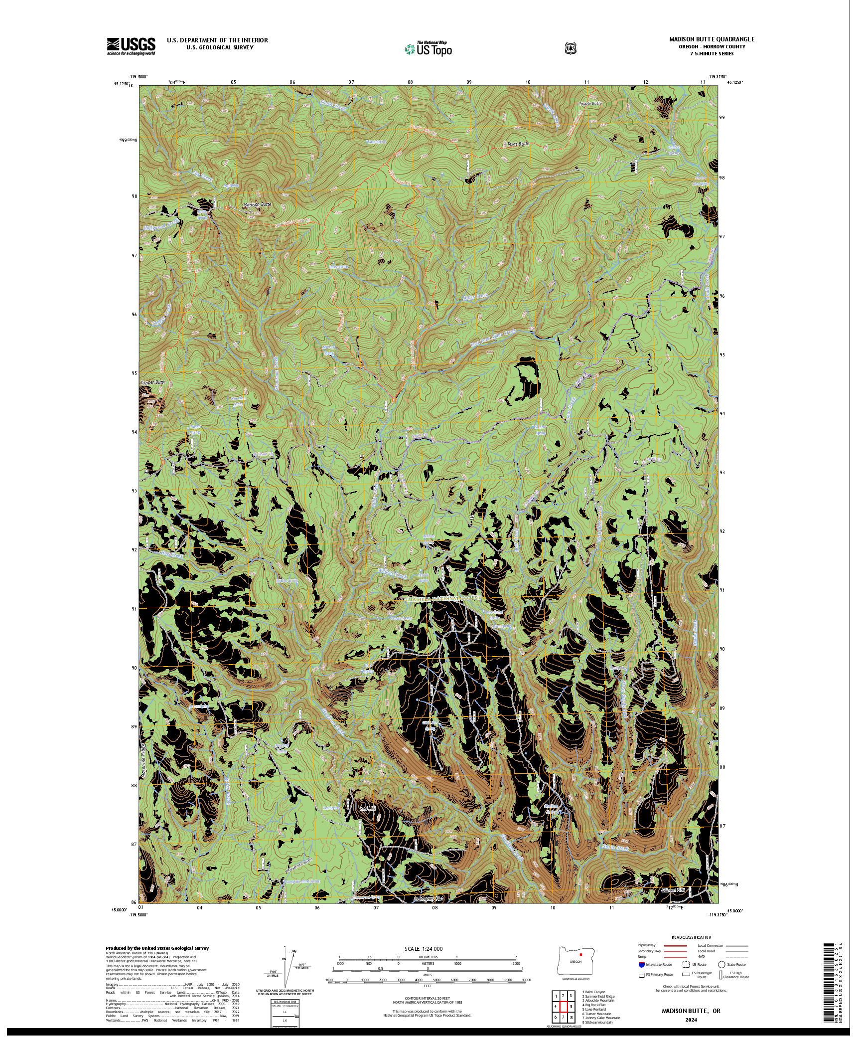 US TOPO 7.5-MINUTE MAP FOR MADISON BUTTE, OR