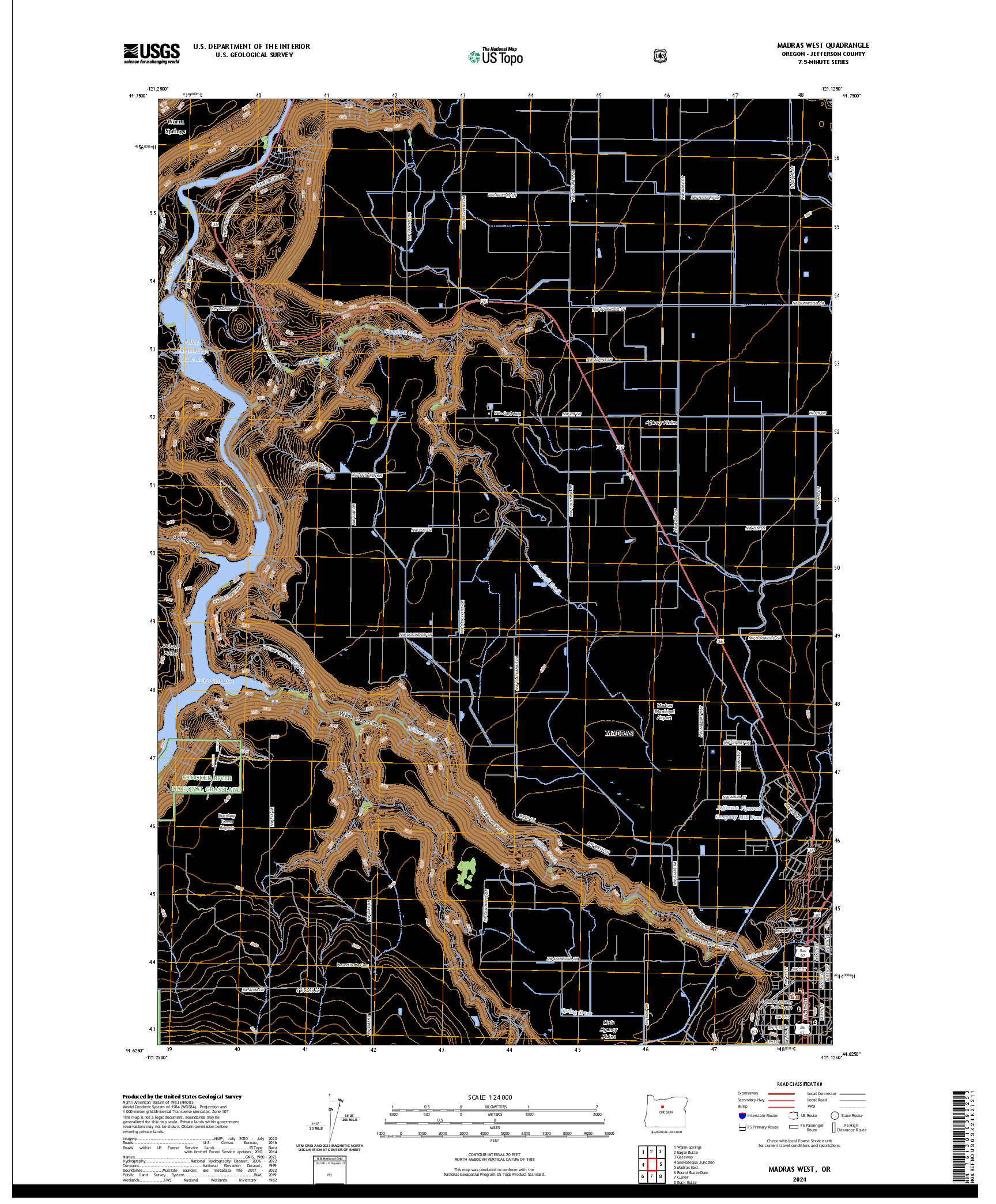 US TOPO 7.5-MINUTE MAP FOR MADRAS WEST, OR