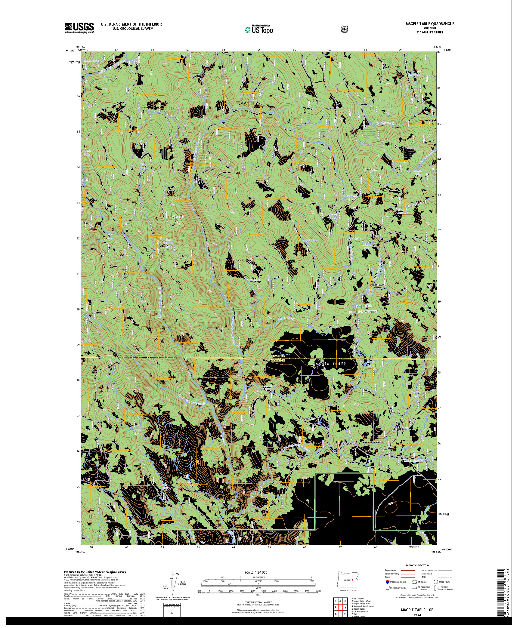 US TOPO 7.5-MINUTE MAP FOR MAGPIE TABLE, OR