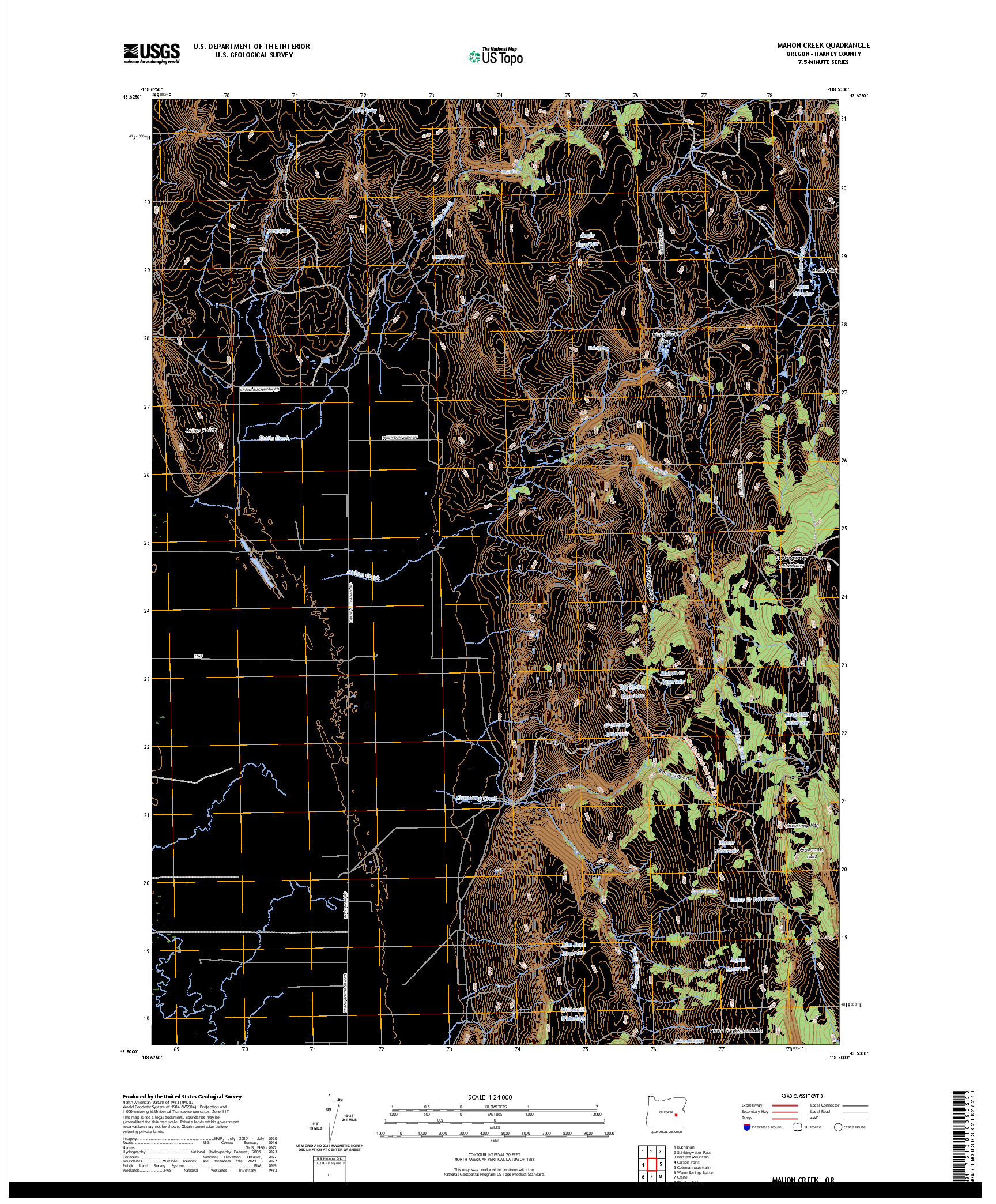 US TOPO 7.5-MINUTE MAP FOR MAHON CREEK, OR