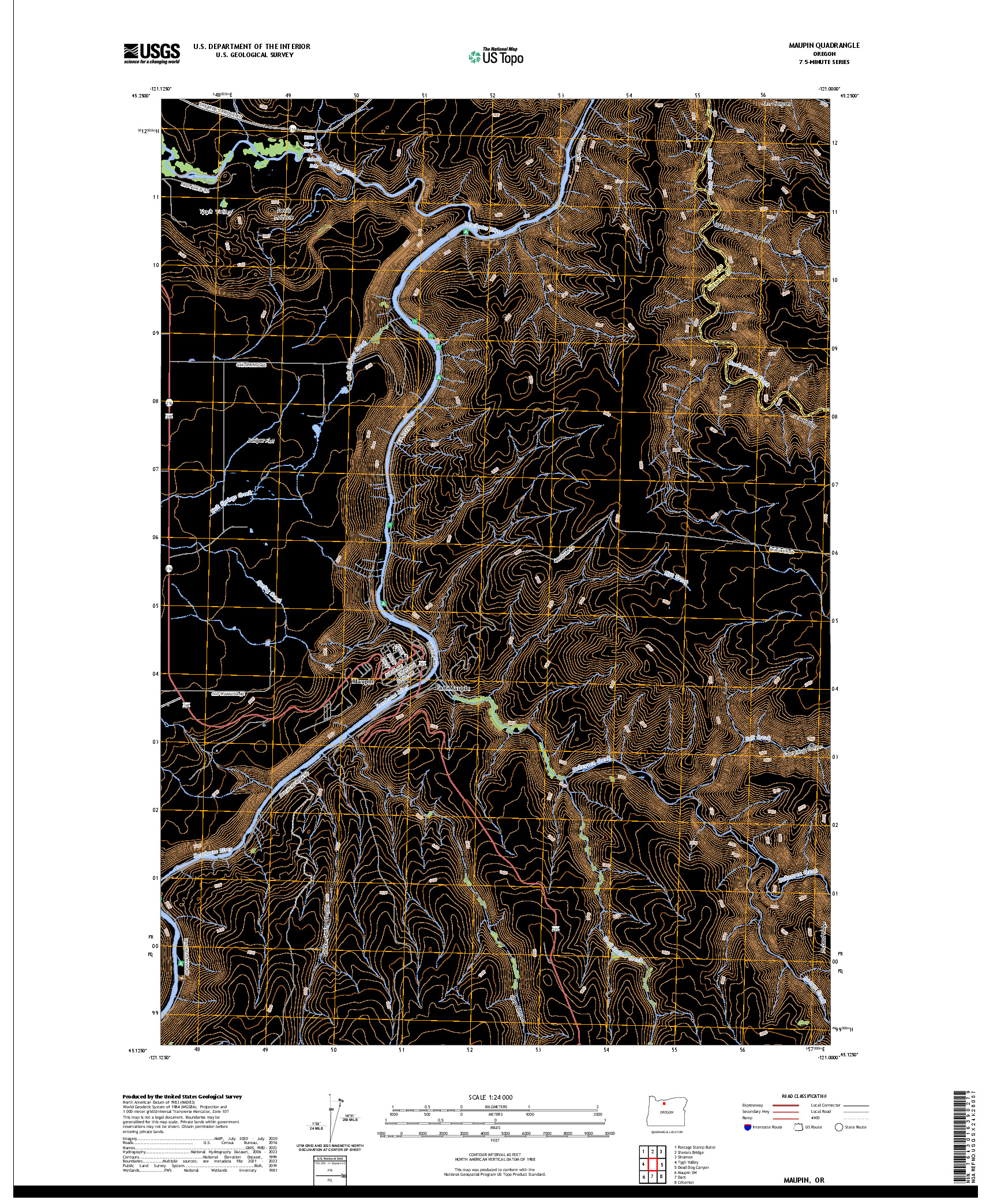 US TOPO 7.5-MINUTE MAP FOR MAUPIN, OR