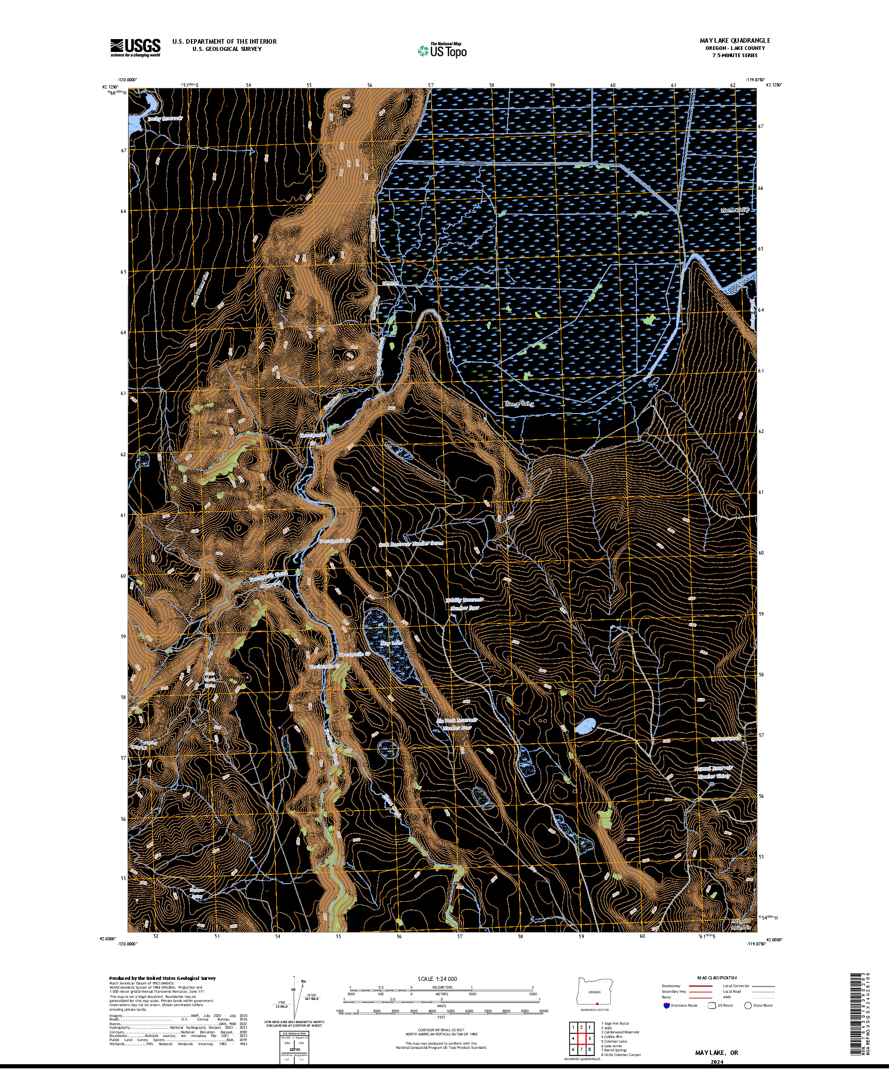 US TOPO 7.5-MINUTE MAP FOR MAY LAKE, OR