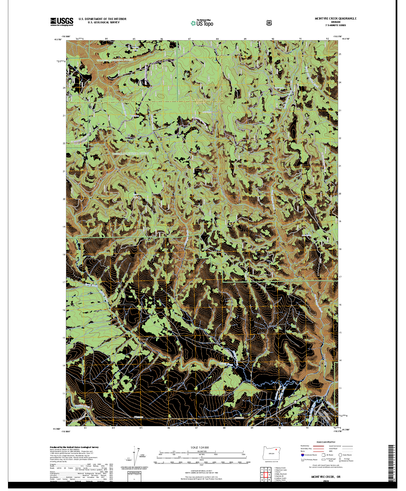 US TOPO 7.5-MINUTE MAP FOR MCINTYRE CREEK, OR