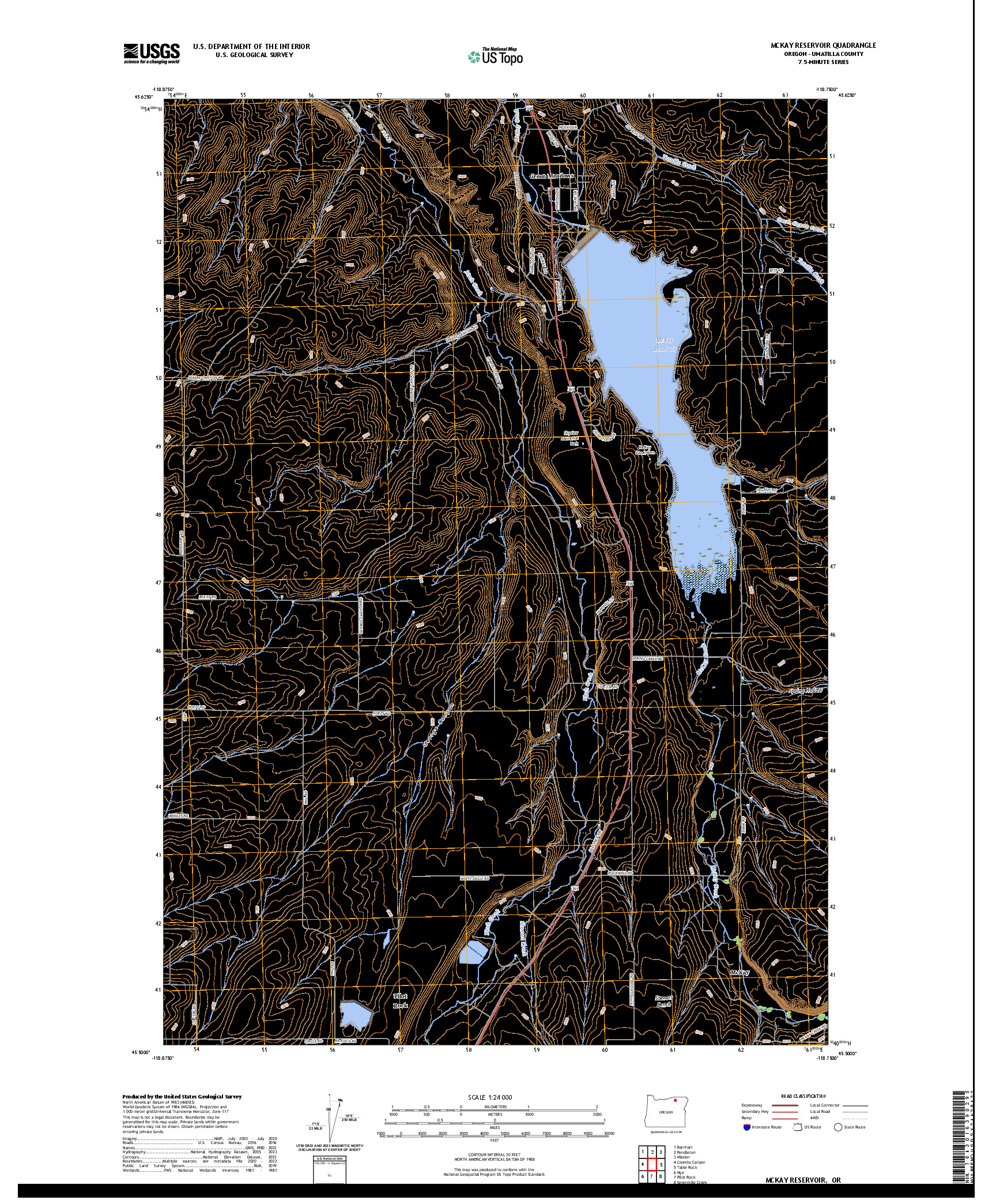 US TOPO 7.5-MINUTE MAP FOR MCKAY RESERVOIR, OR