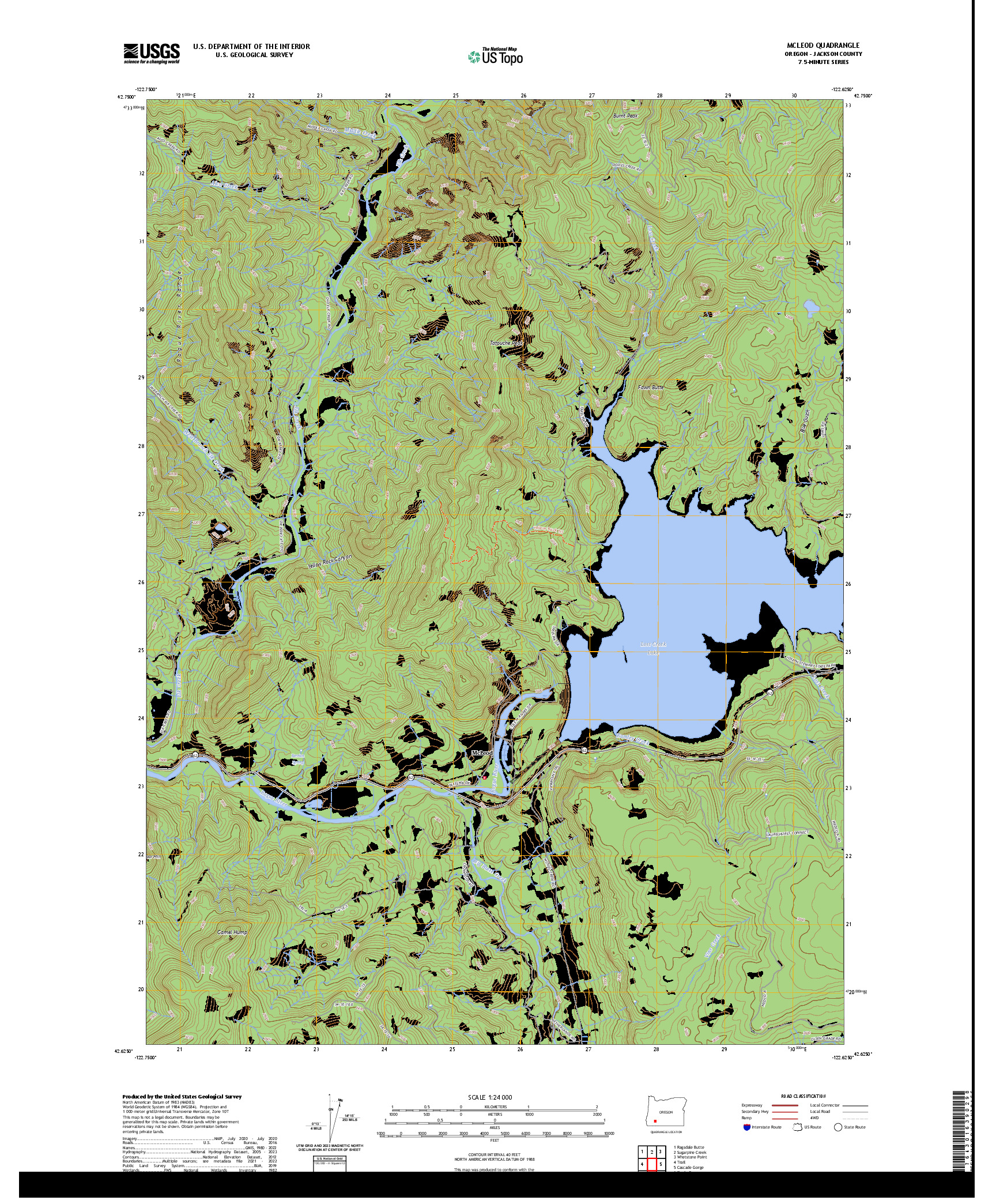 US TOPO 7.5-MINUTE MAP FOR MCLEOD, OR