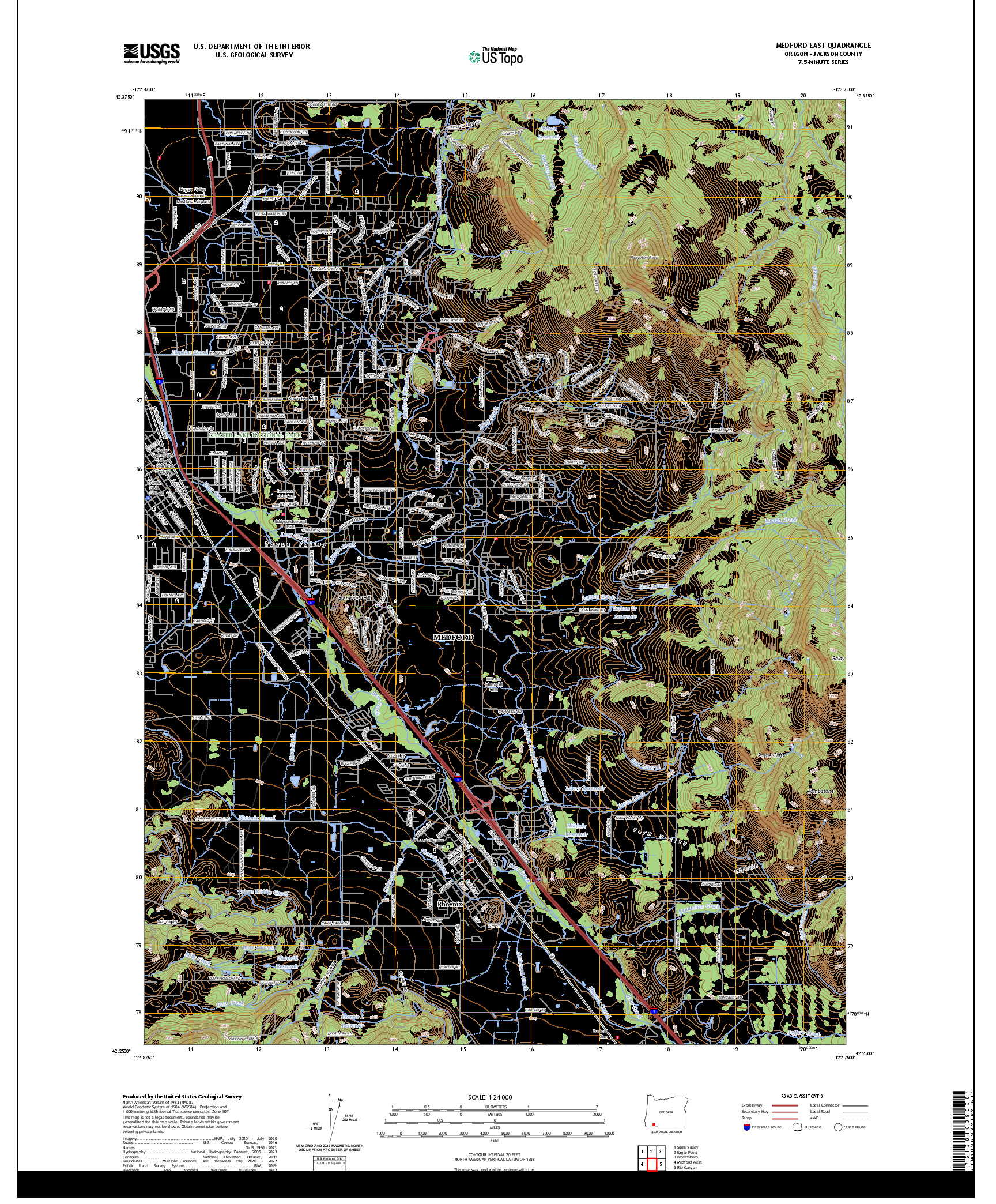 US TOPO 7.5-MINUTE MAP FOR MEDFORD EAST, OR