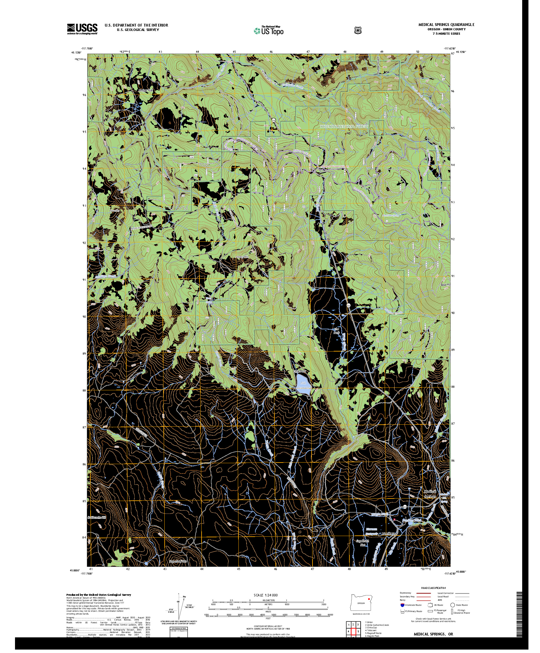 US TOPO 7.5-MINUTE MAP FOR MEDICAL SPRINGS, OR