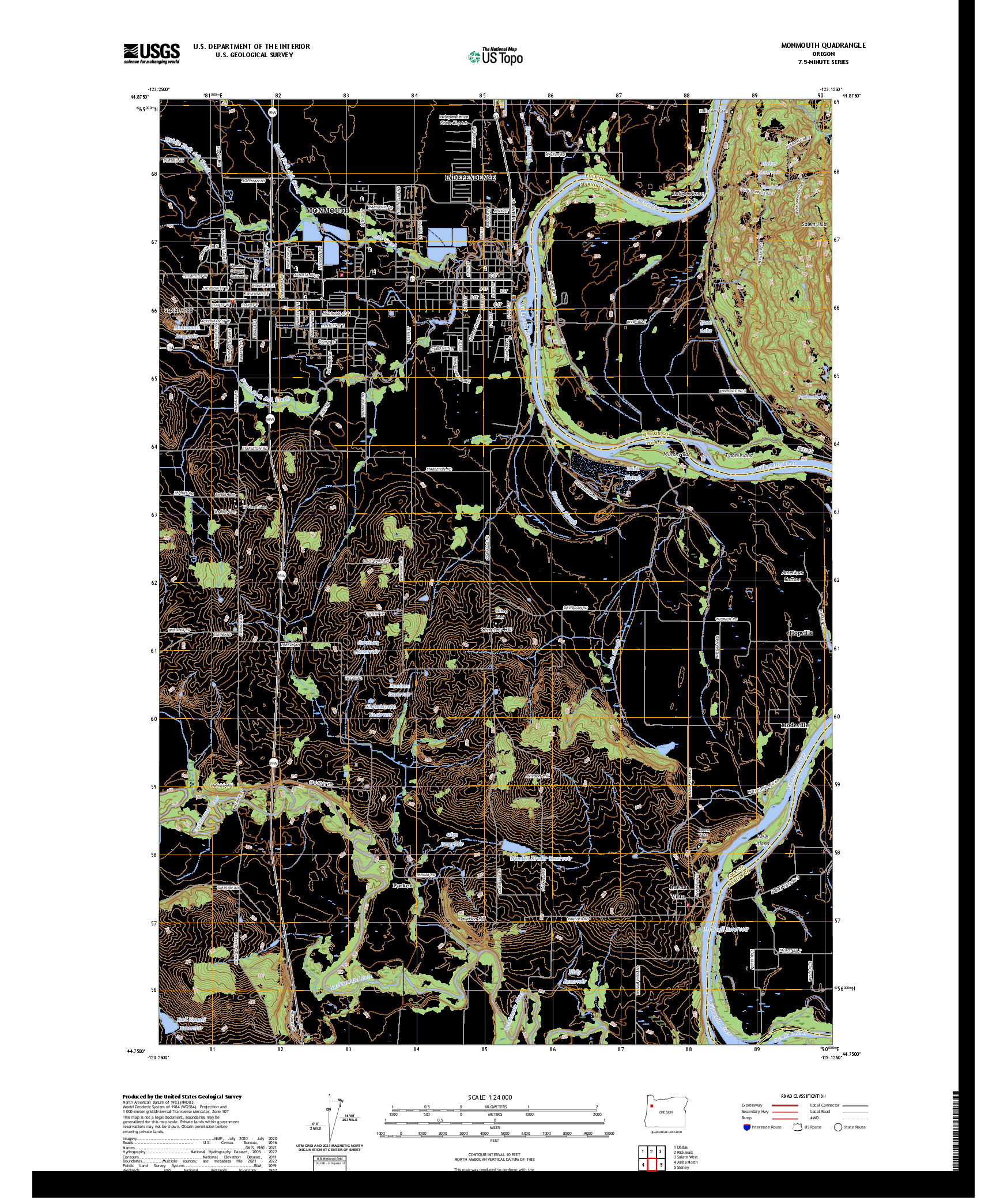 US TOPO 7.5-MINUTE MAP FOR MONMOUTH, OR