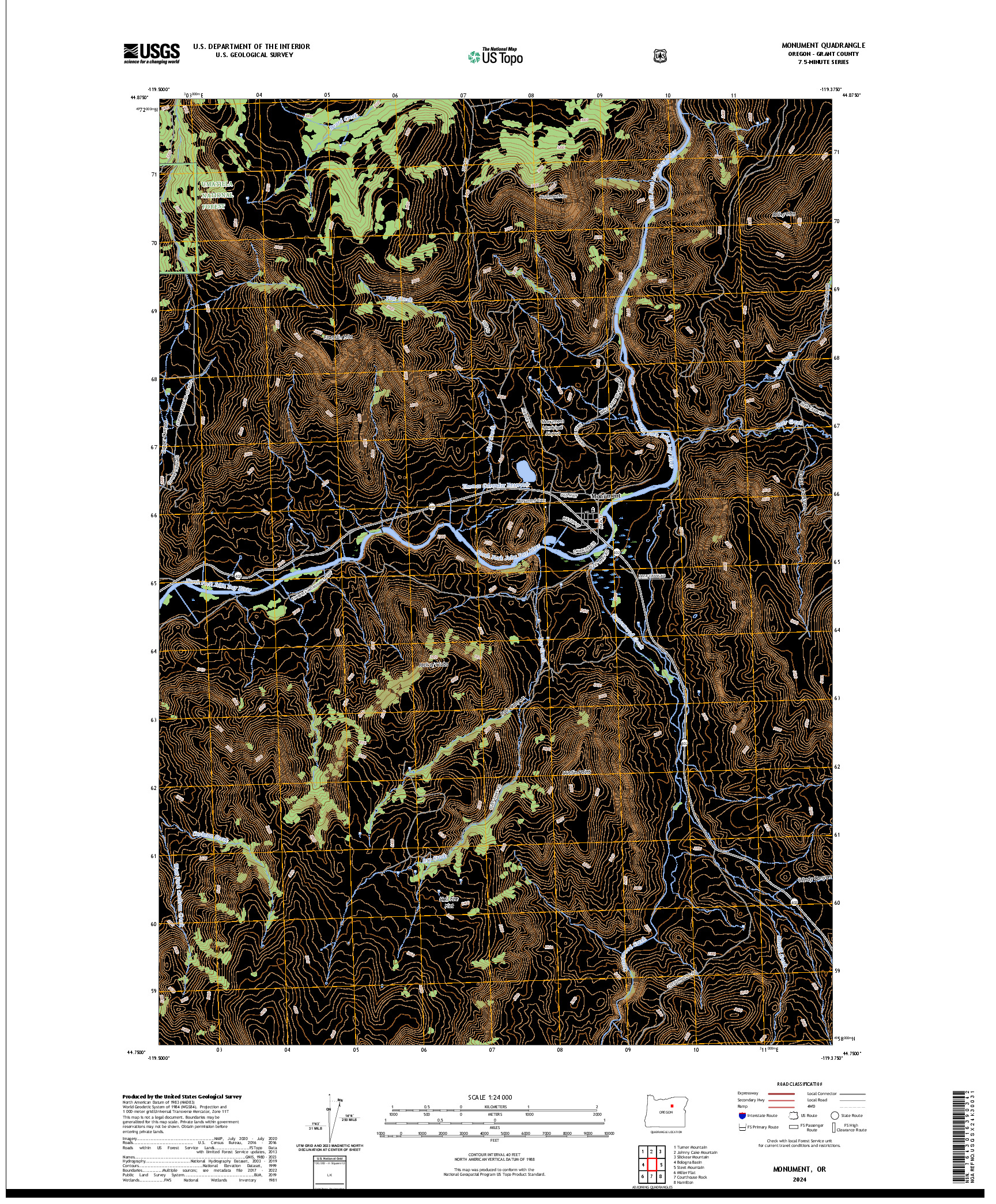 US TOPO 7.5-MINUTE MAP FOR MONUMENT, OR