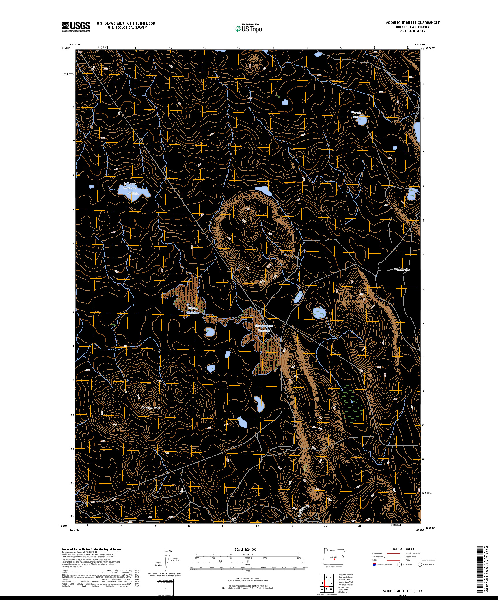 US TOPO 7.5-MINUTE MAP FOR MOONLIGHT BUTTE, OR