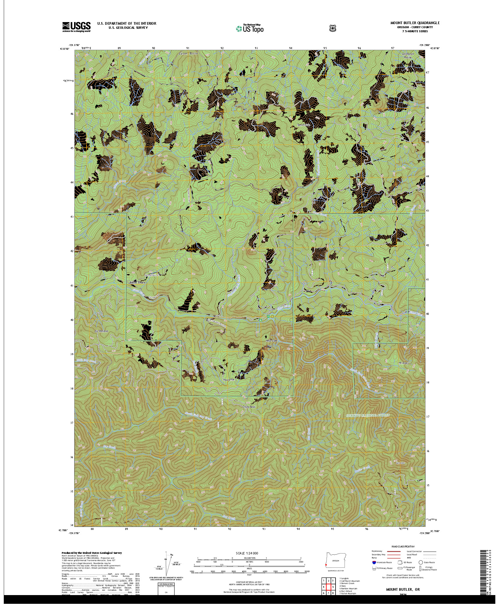 US TOPO 7.5-MINUTE MAP FOR MOUNT BUTLER, OR
