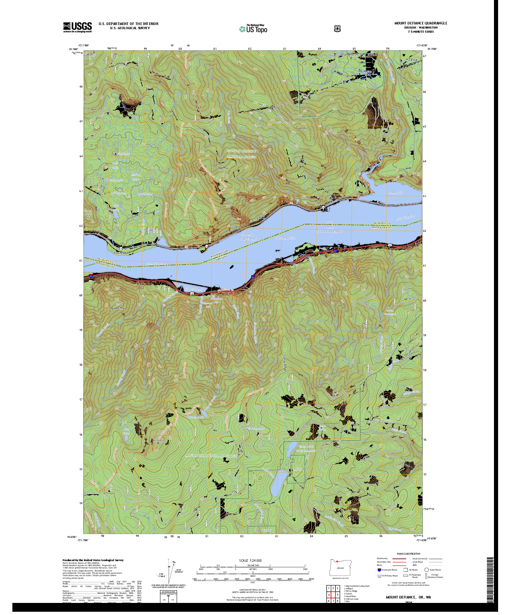 US TOPO 7.5-MINUTE MAP FOR MOUNT DEFIANCE, OR,WA