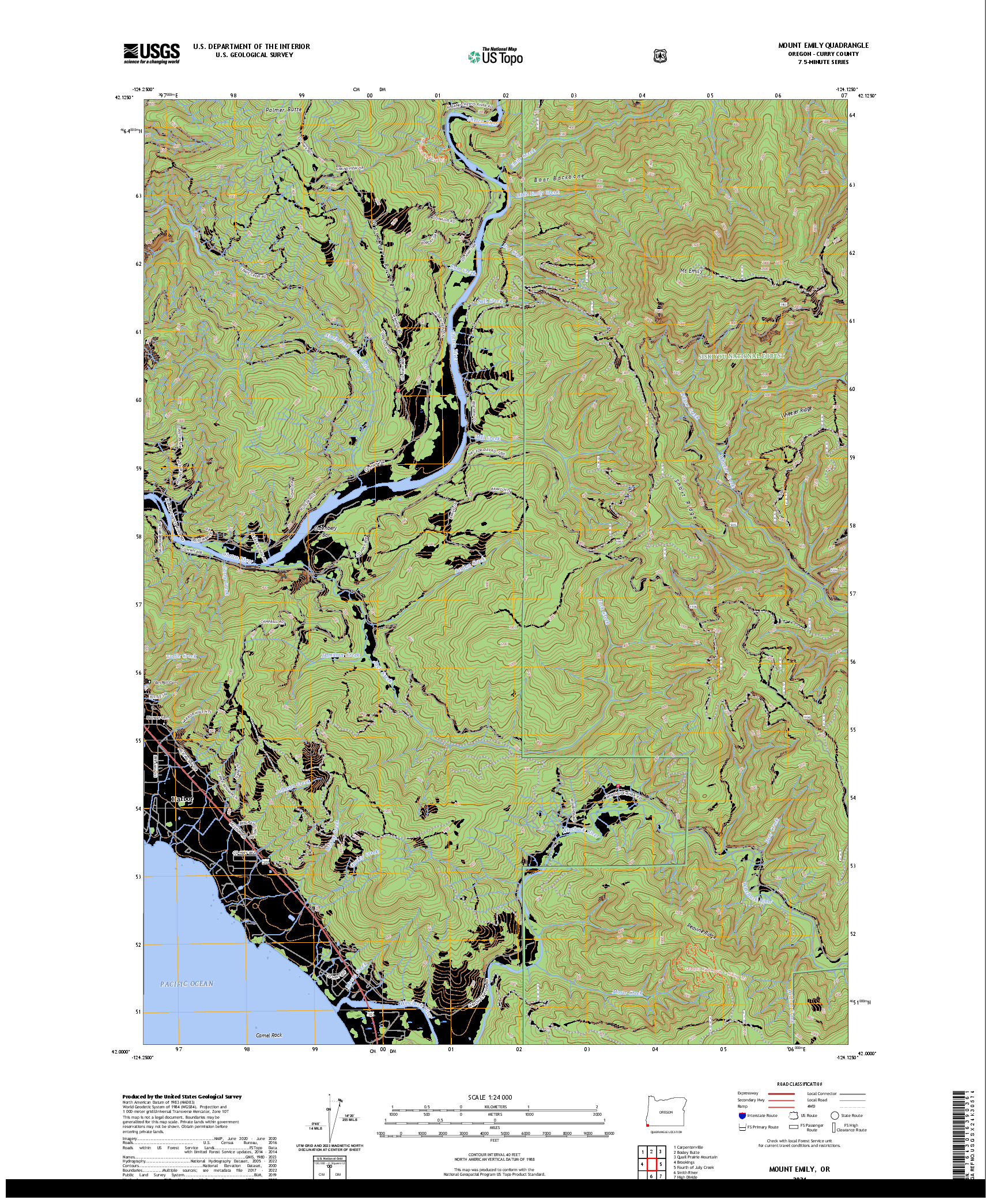 US TOPO 7.5-MINUTE MAP FOR MOUNT EMILY, OR
