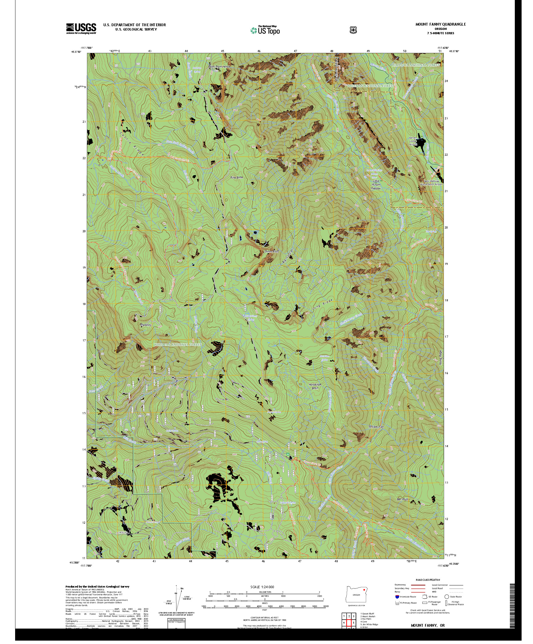 US TOPO 7.5-MINUTE MAP FOR MOUNT FANNY, OR