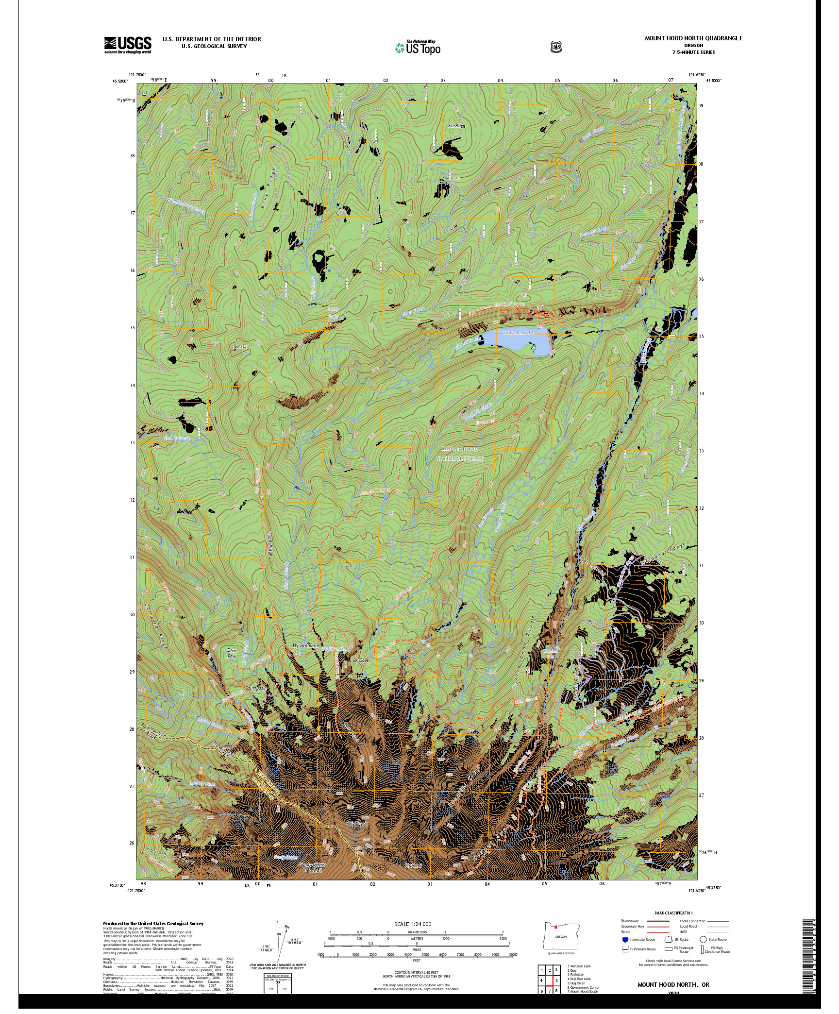 US TOPO 7.5-MINUTE MAP FOR MOUNT HOOD NORTH, OR