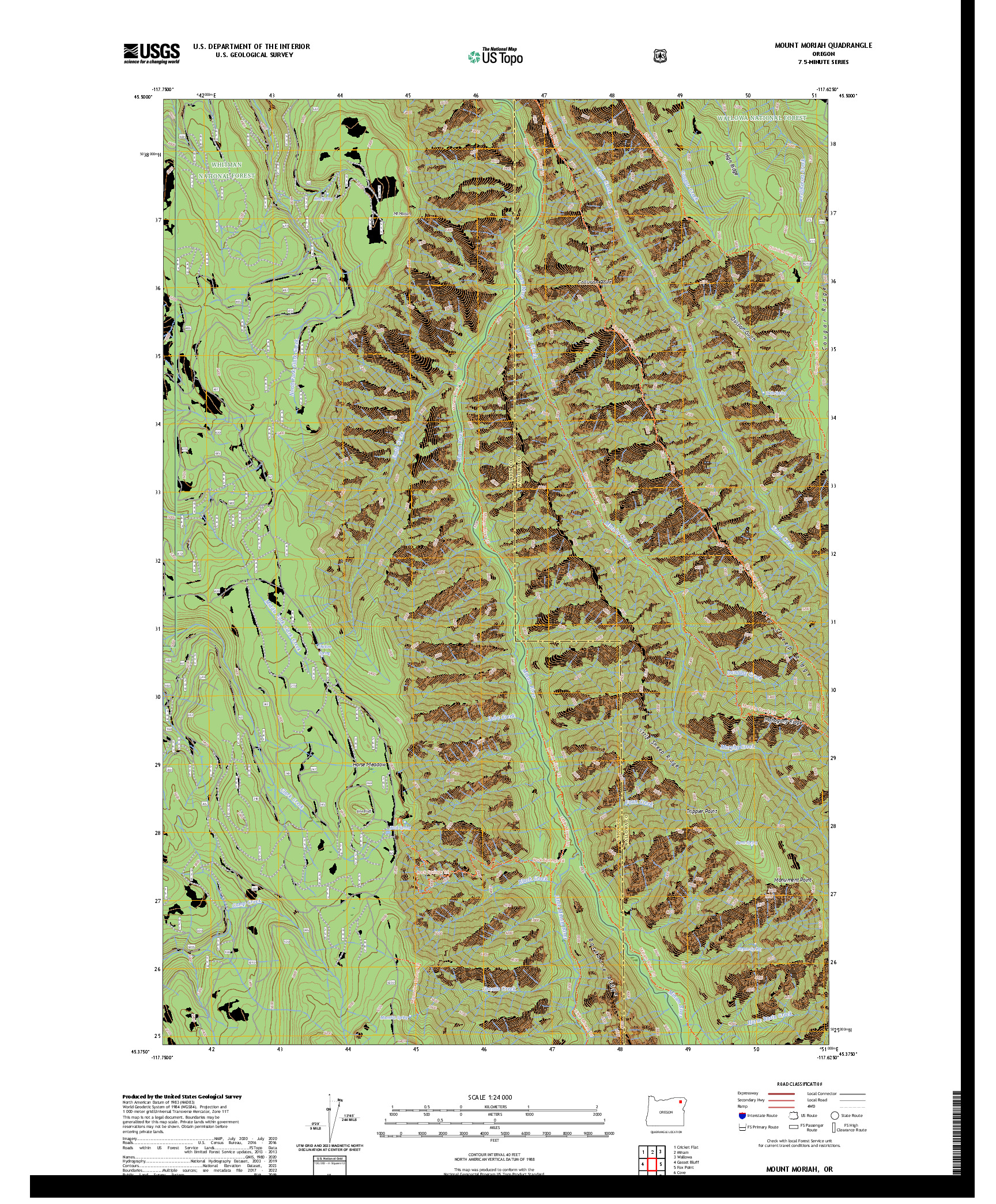 US TOPO 7.5-MINUTE MAP FOR MOUNT MORIAH, OR