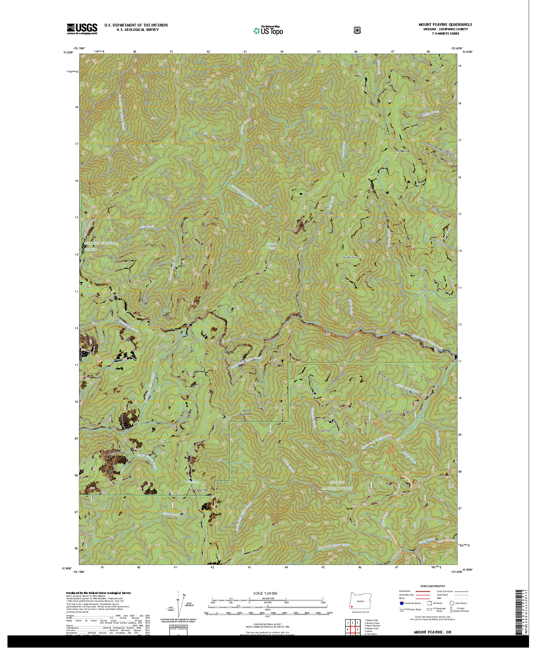 US TOPO 7.5-MINUTE MAP FOR MOUNT PEAVINE, OR