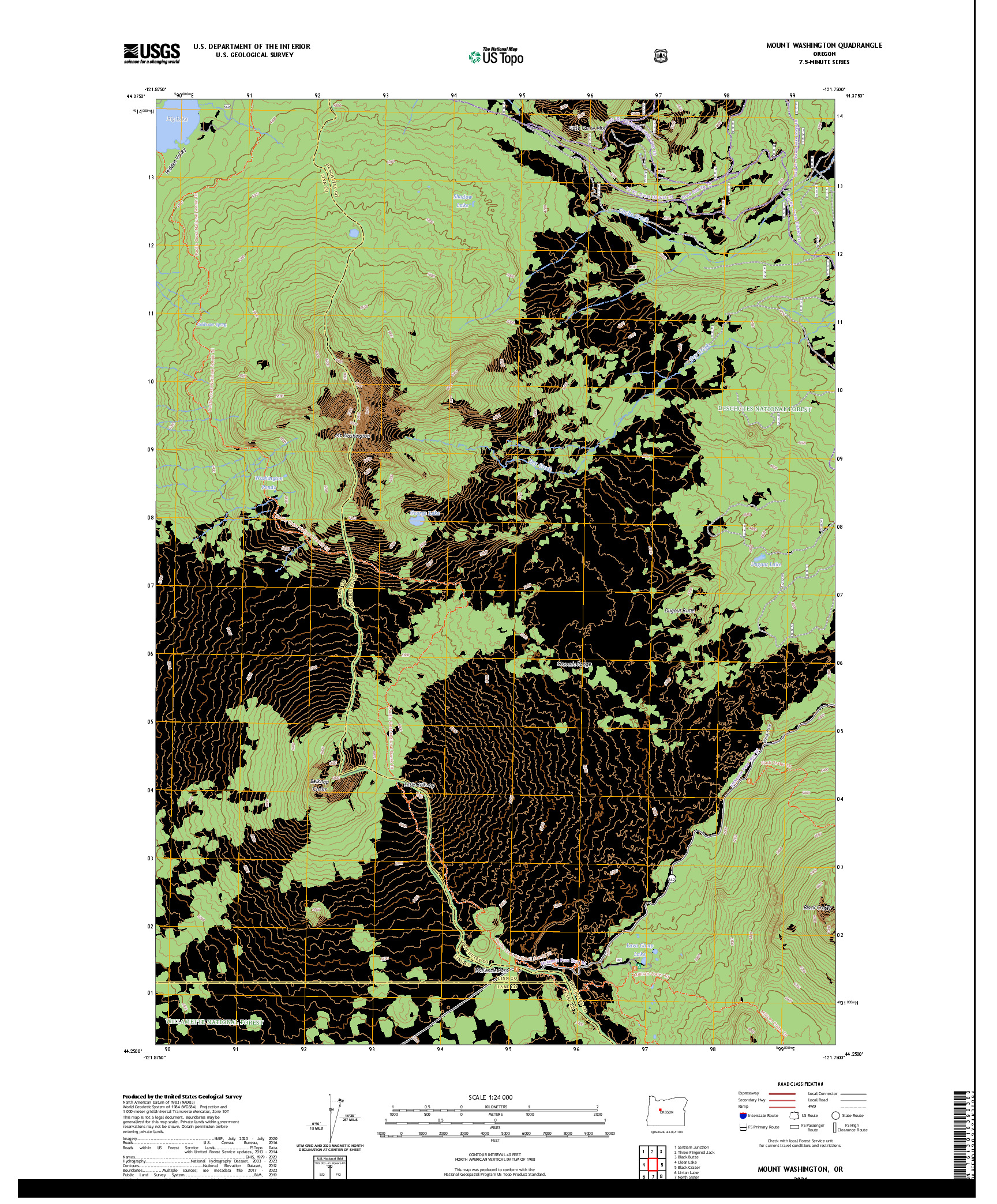 US TOPO 7.5-MINUTE MAP FOR MOUNT WASHINGTON, OR