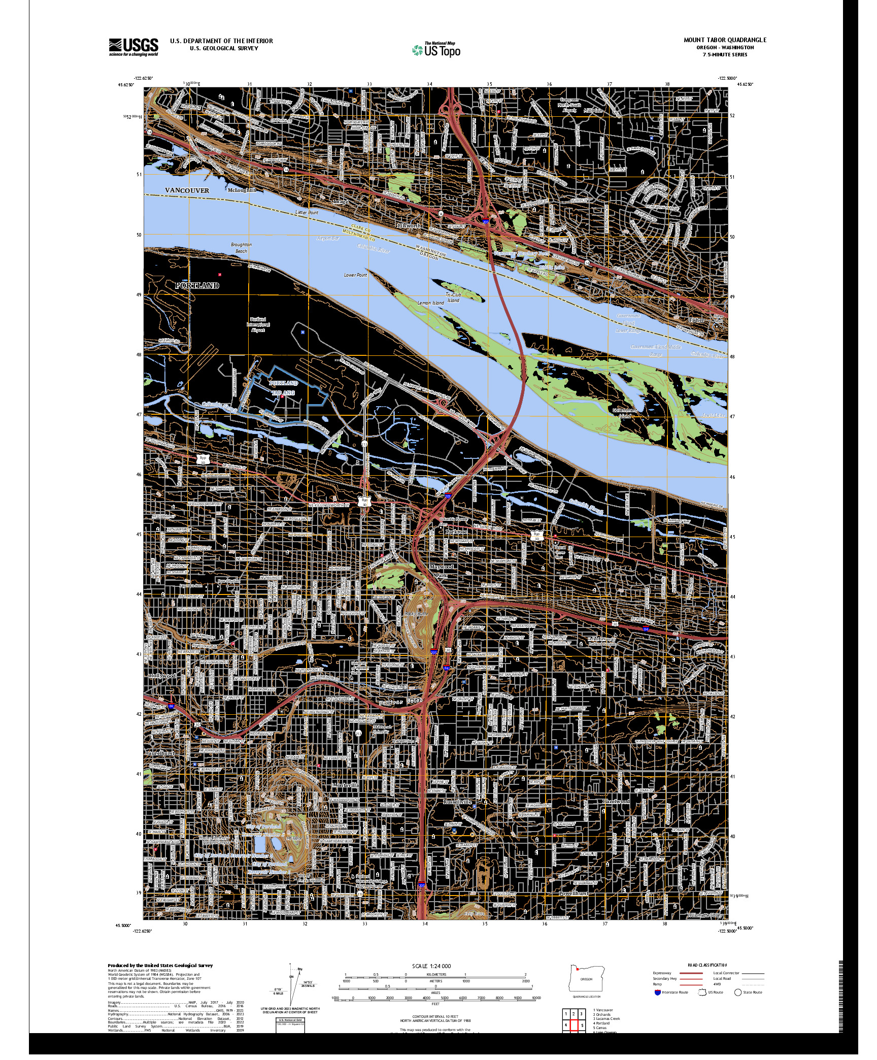US TOPO 7.5-MINUTE MAP FOR MOUNT TABOR, OR,WA