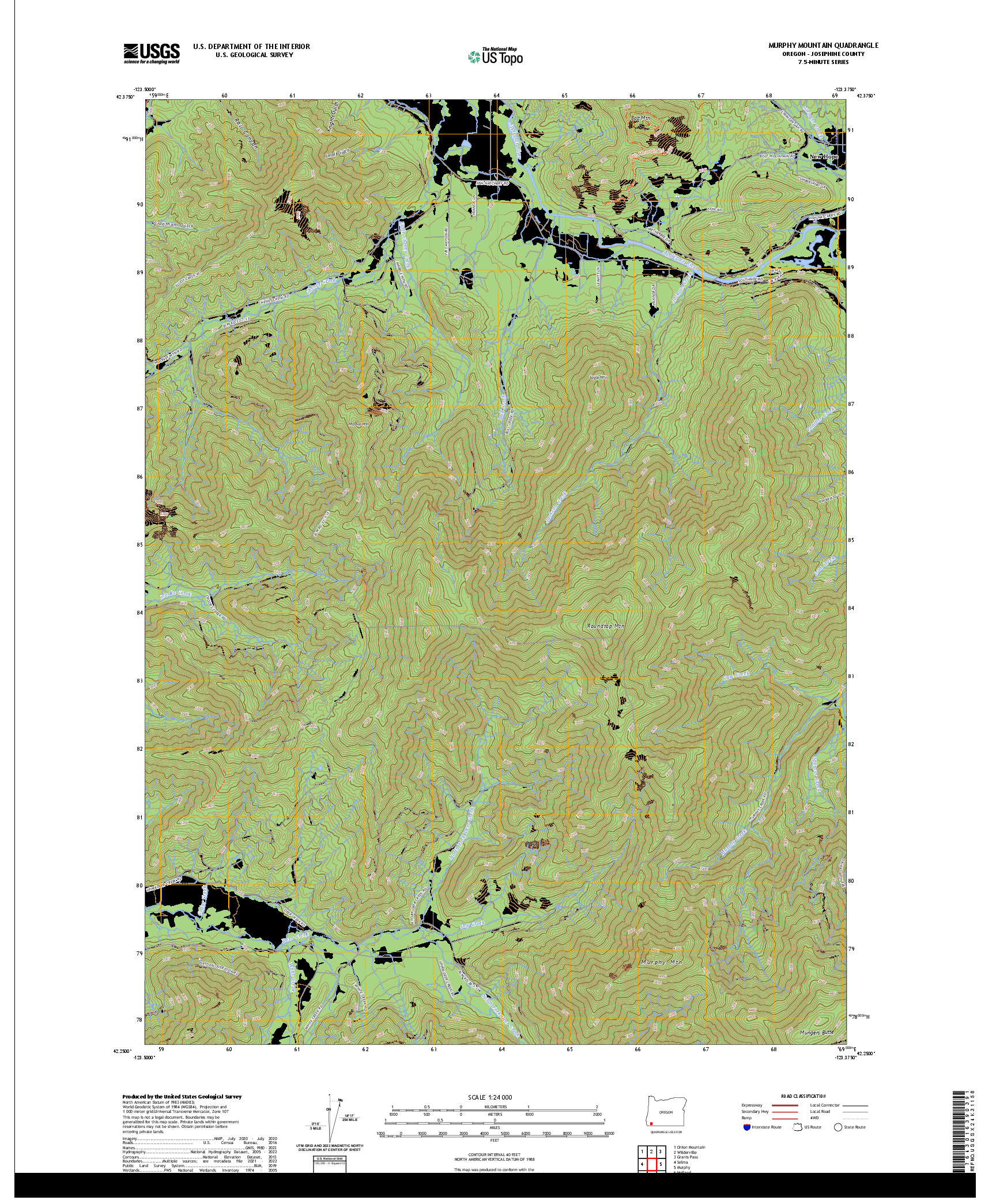 US TOPO 7.5-MINUTE MAP FOR MURPHY MOUNTAIN, OR
