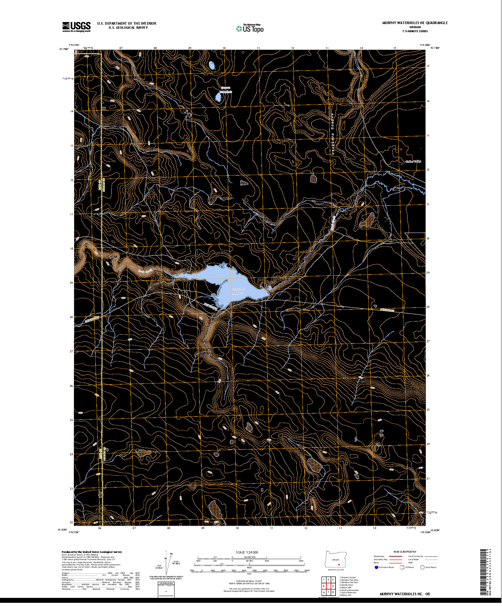 US TOPO 7.5-MINUTE MAP FOR MURPHY WATERHOLES NE, OR