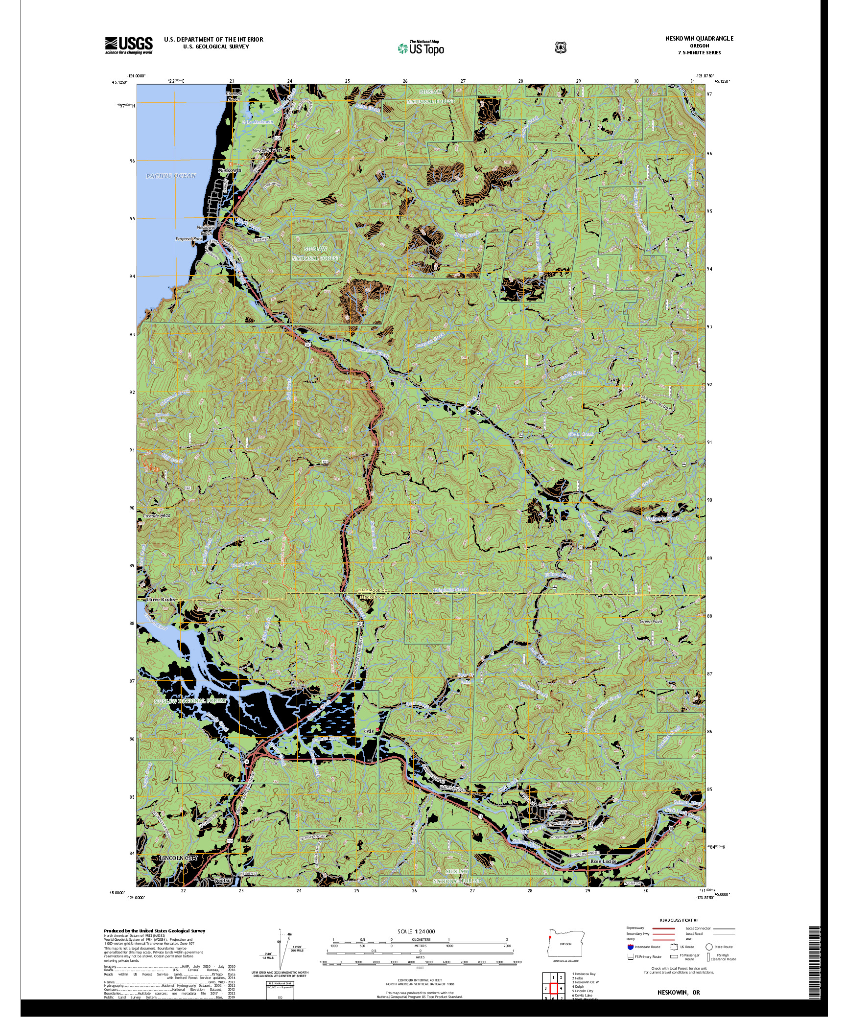 US TOPO 7.5-MINUTE MAP FOR NESKOWIN, OR
