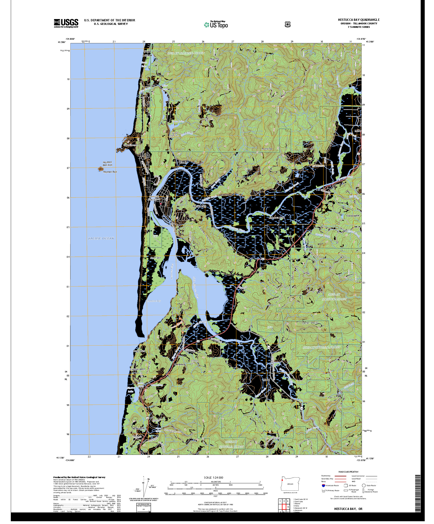 US TOPO 7.5-MINUTE MAP FOR NESTUCCA BAY, OR