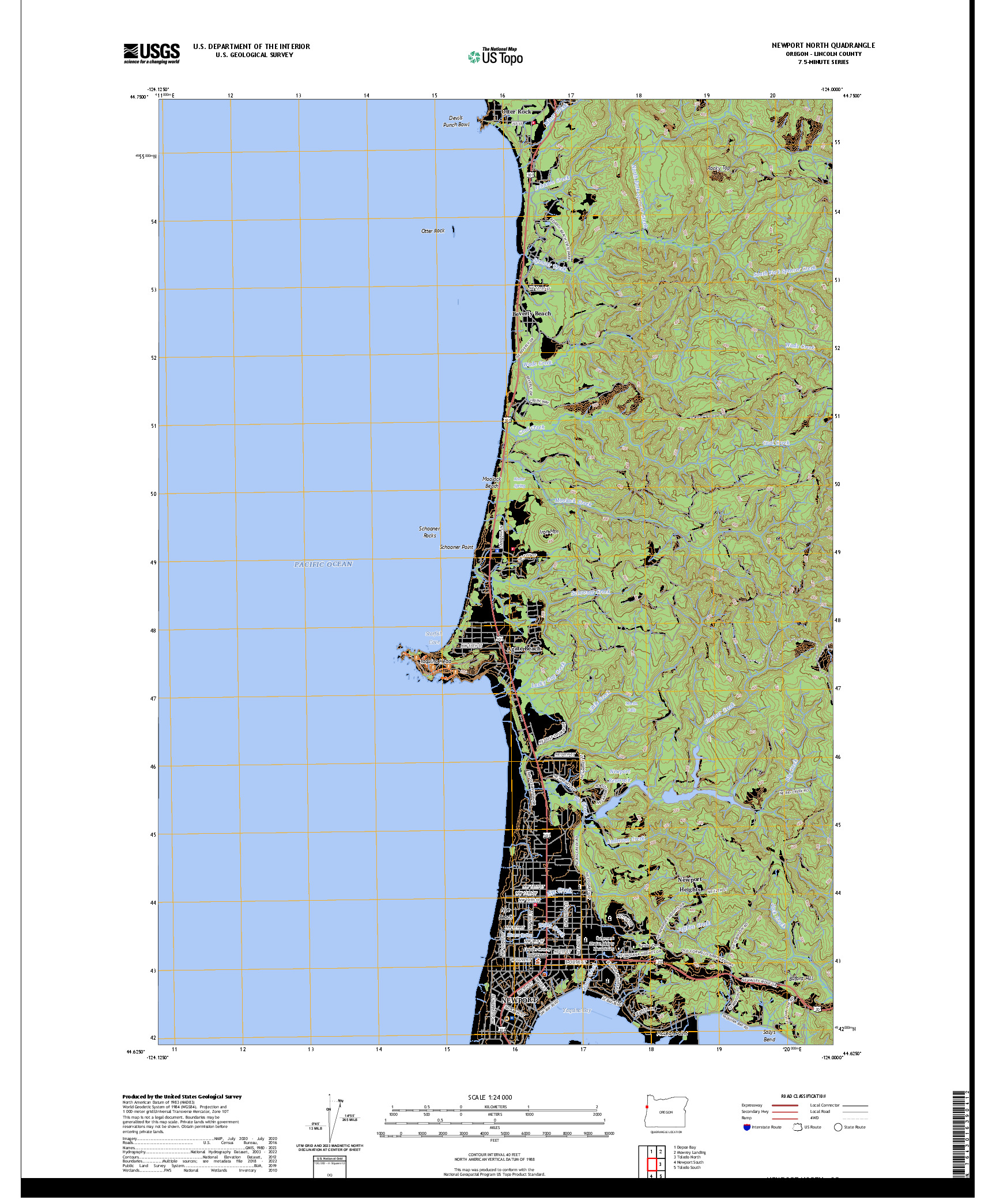US TOPO 7.5-MINUTE MAP FOR NEWPORT NORTH, OR