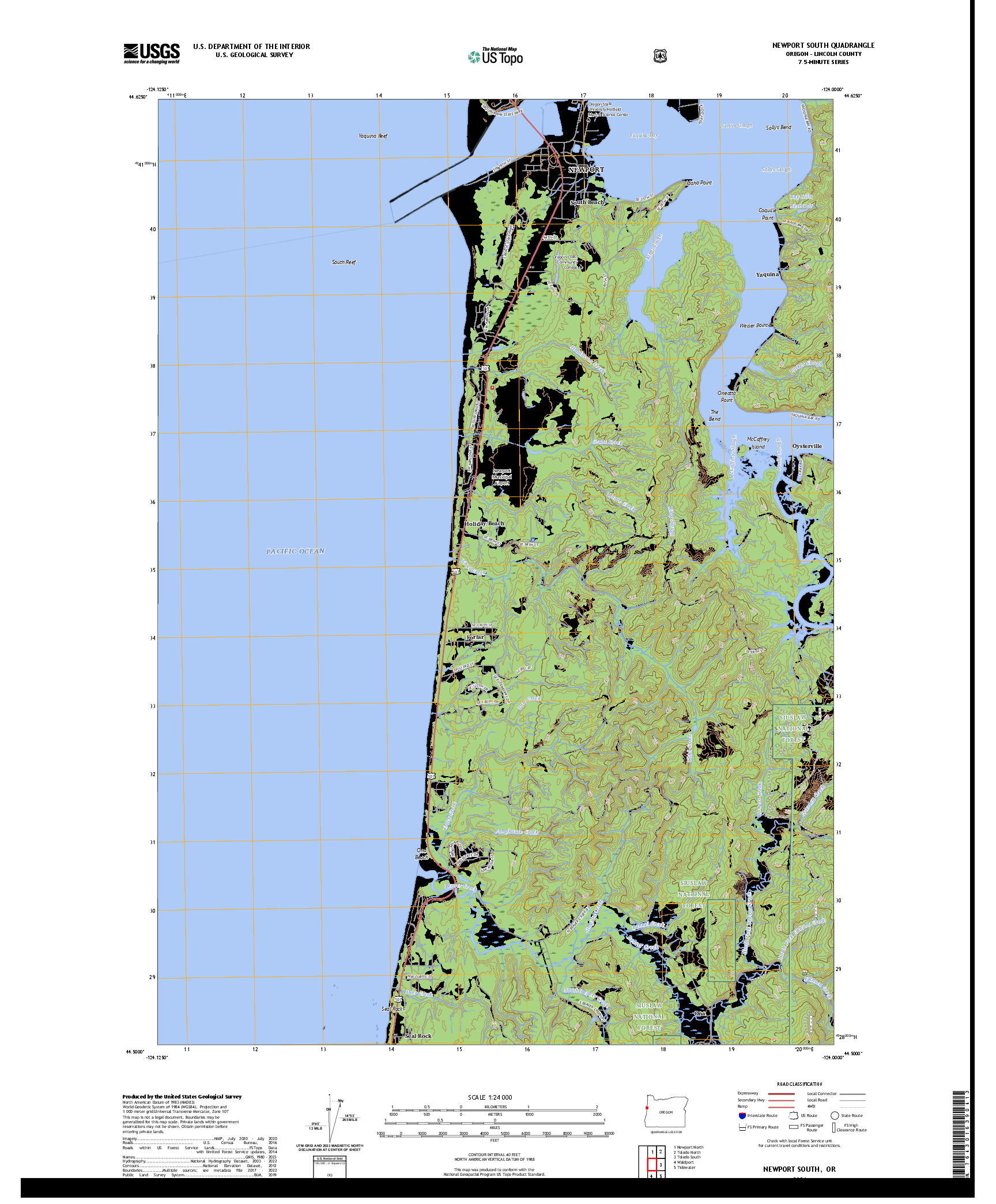 US TOPO 7.5-MINUTE MAP FOR NEWPORT SOUTH, OR