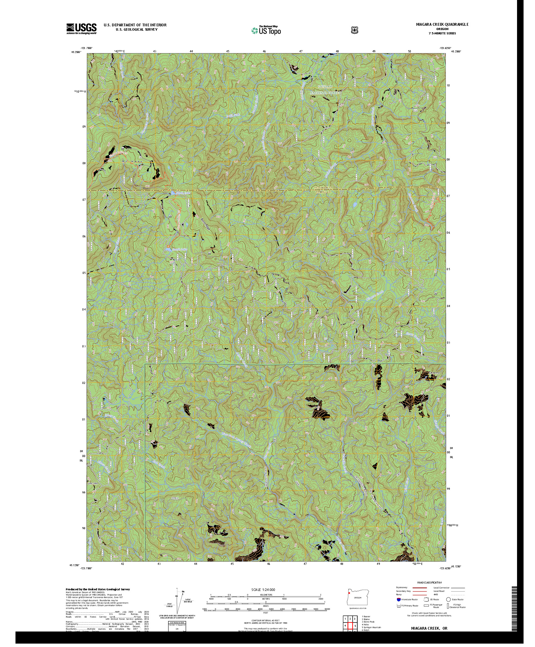 US TOPO 7.5-MINUTE MAP FOR NIAGARA CREEK, OR