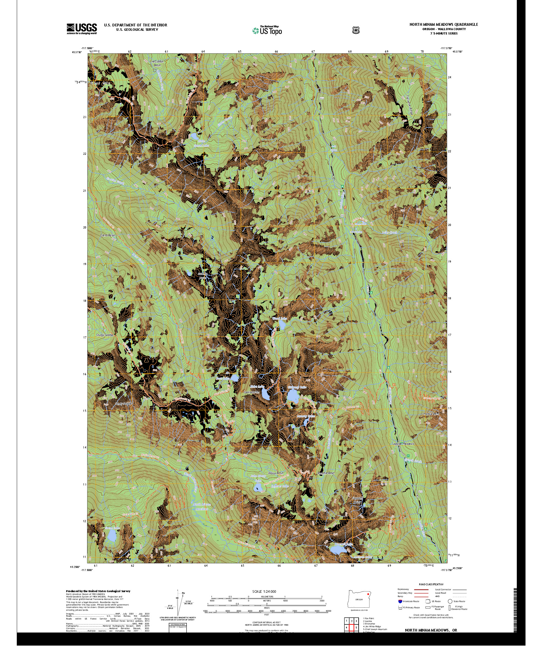 US TOPO 7.5-MINUTE MAP FOR NORTH MINAM MEADOWS, OR