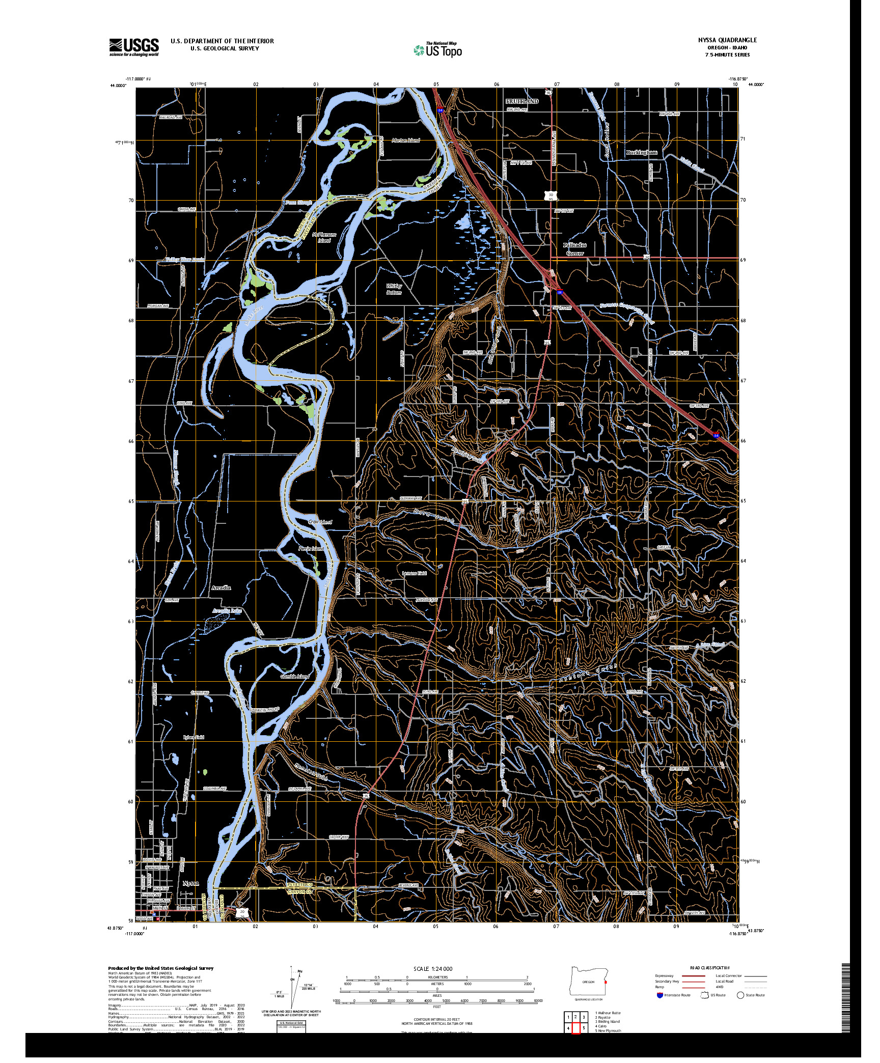 US TOPO 7.5-MINUTE MAP FOR NYSSA, OR,ID