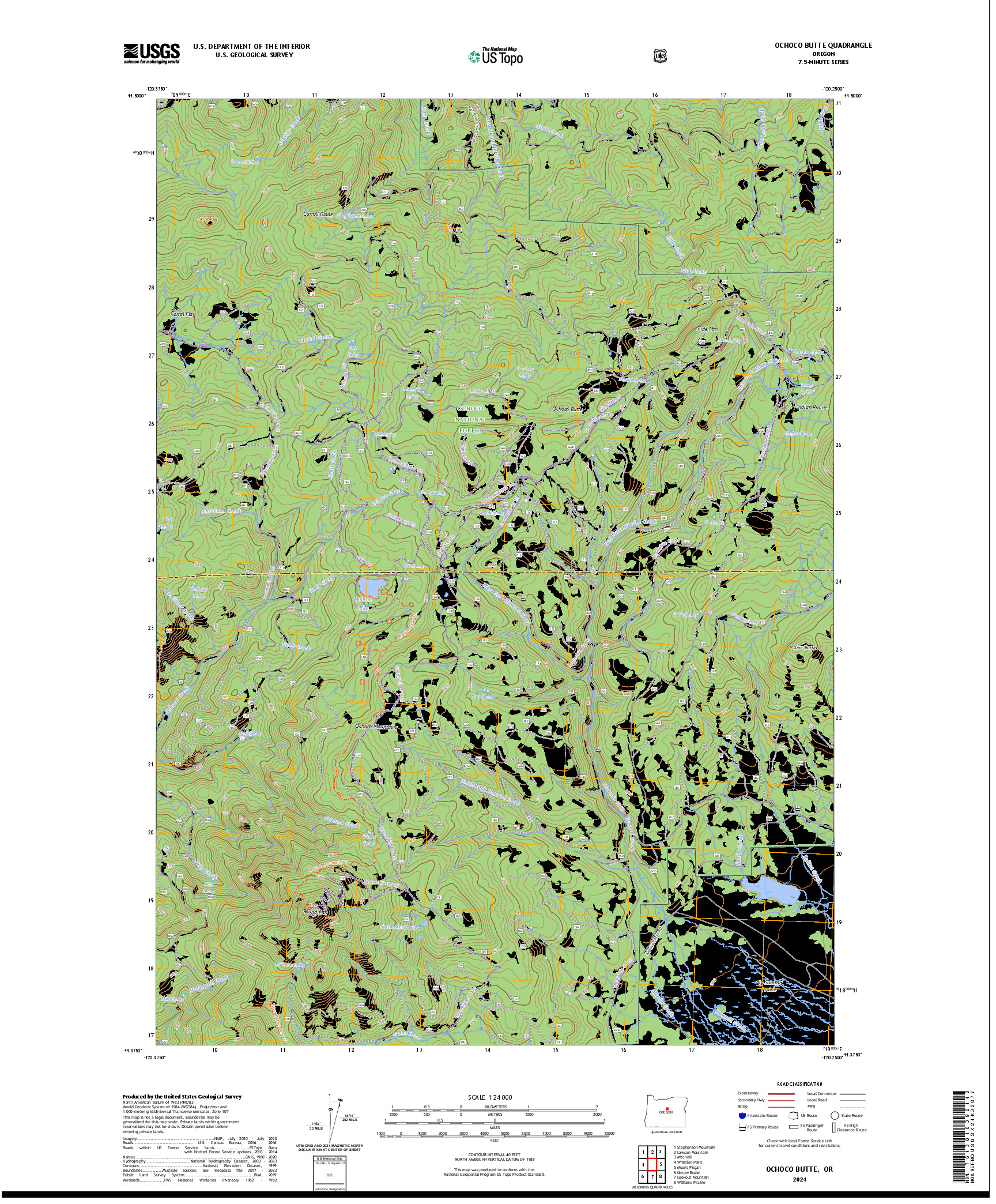 US TOPO 7.5-MINUTE MAP FOR OCHOCO BUTTE, OR