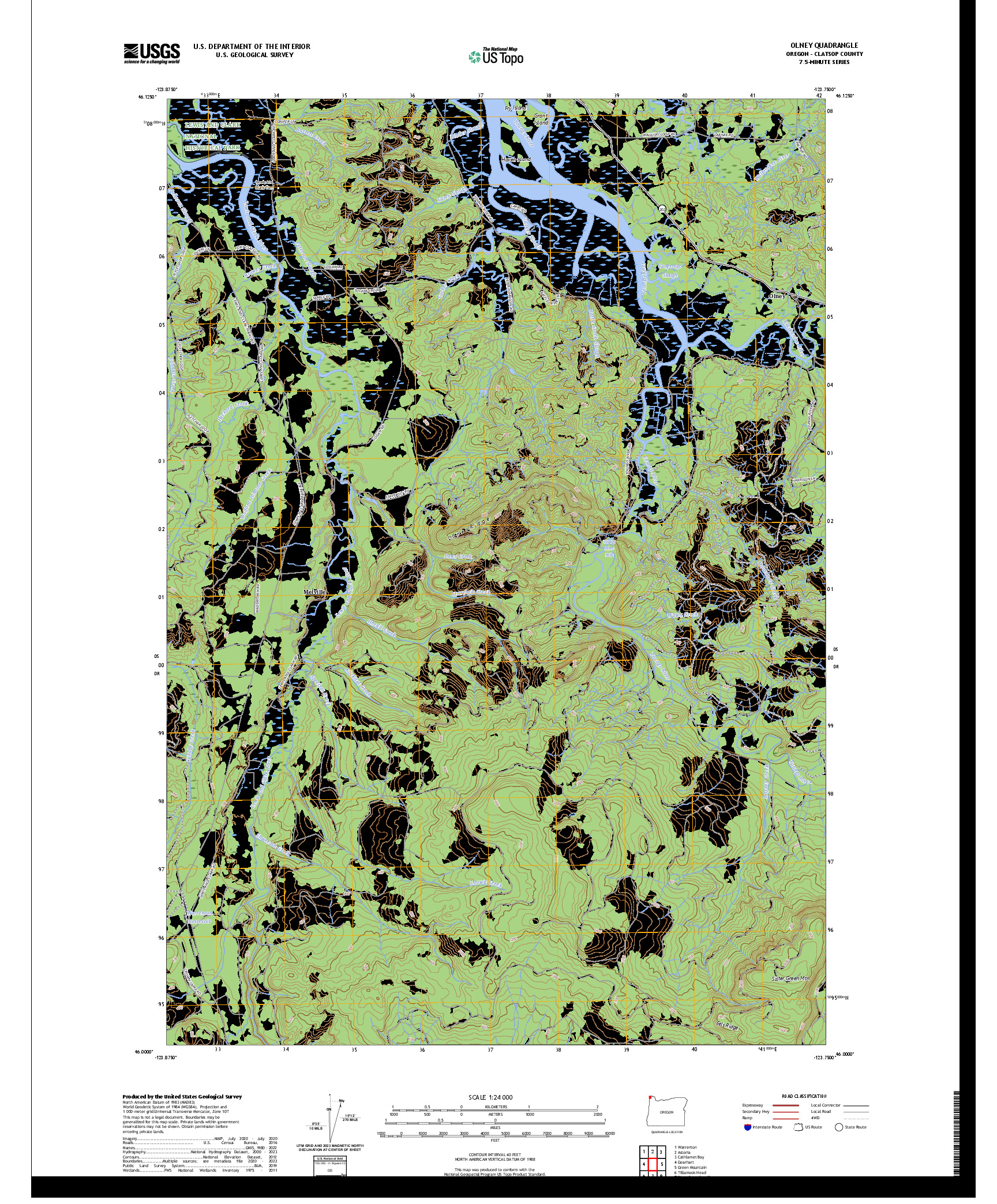US TOPO 7.5-MINUTE MAP FOR OLNEY, OR