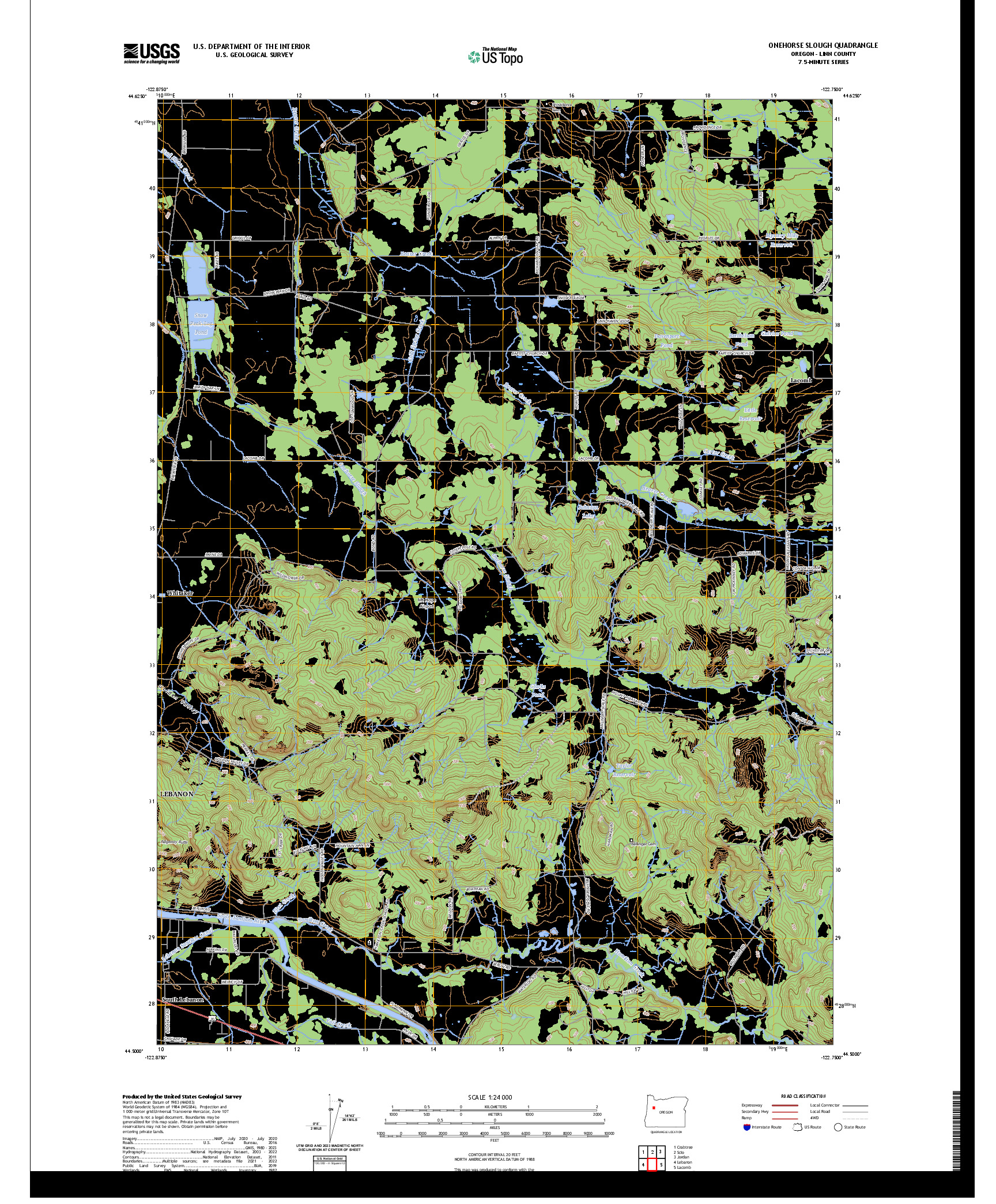 US TOPO 7.5-MINUTE MAP FOR ONEHORSE SLOUGH, OR