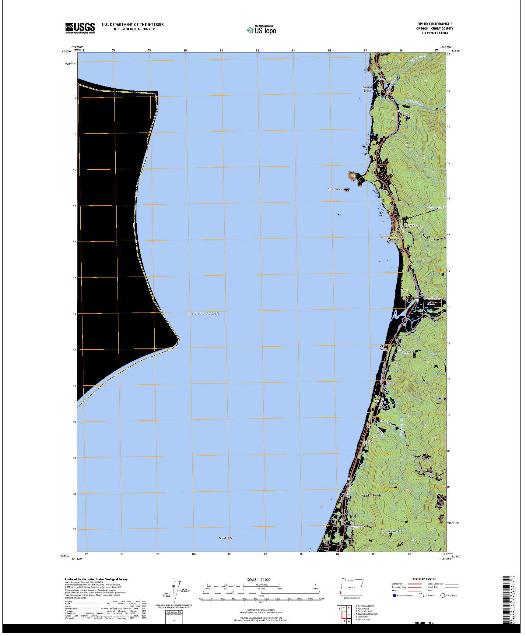 US TOPO 7.5-MINUTE MAP FOR OPHIR, OR