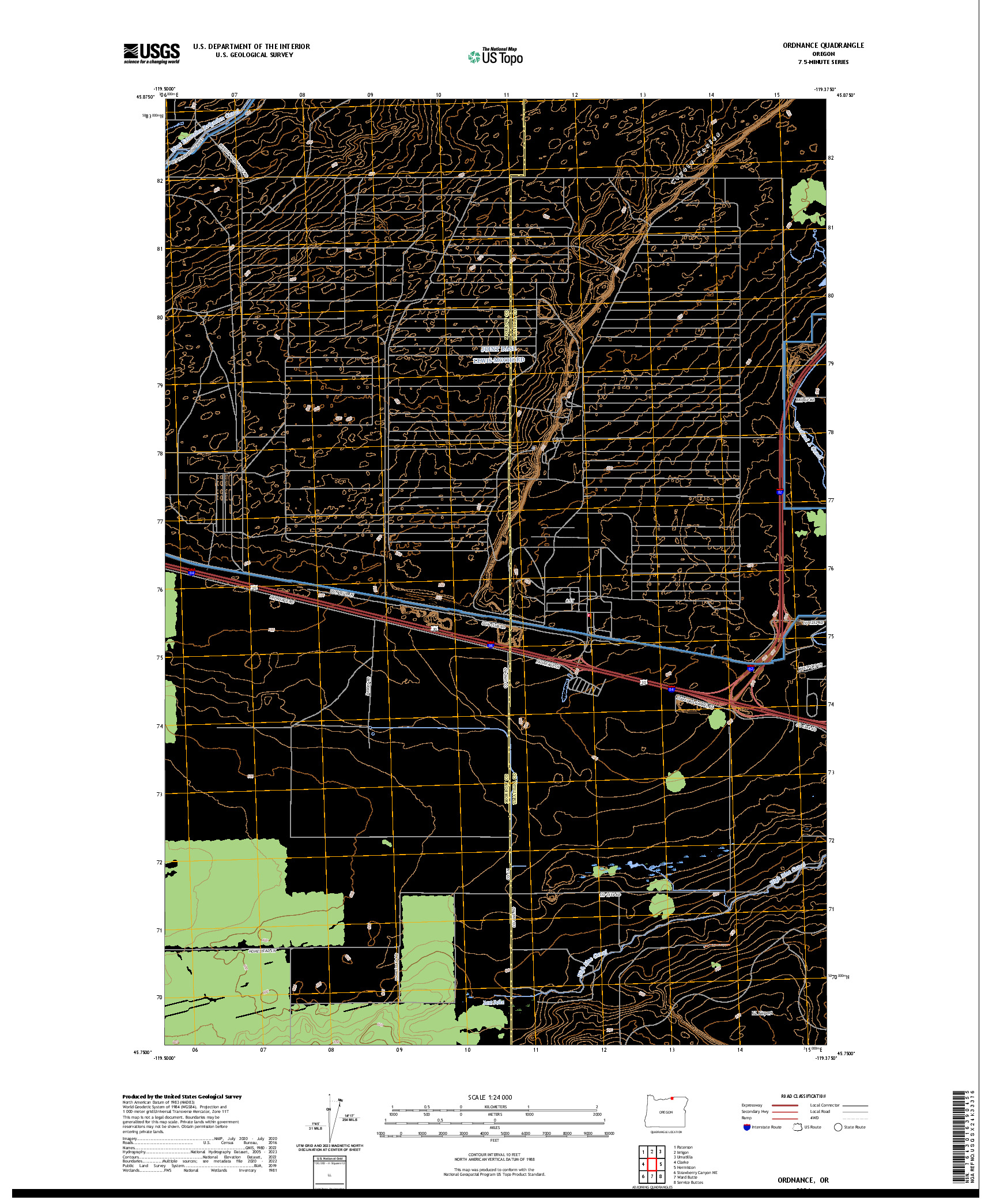 US TOPO 7.5-MINUTE MAP FOR ORDNANCE, OR