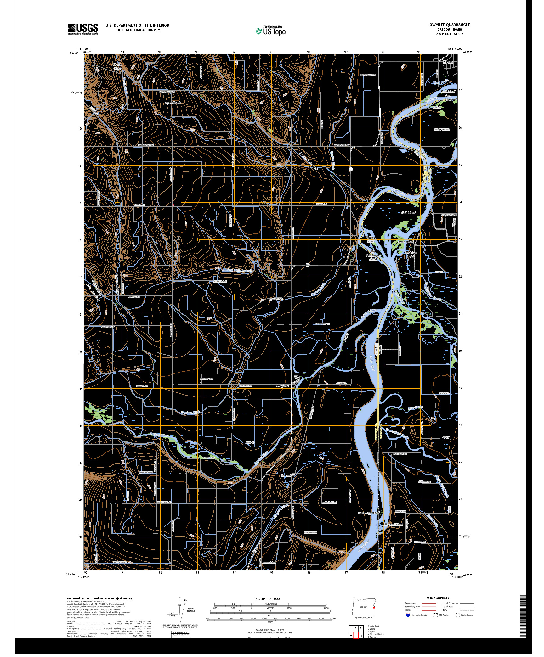 US TOPO 7.5-MINUTE MAP FOR OWYHEE, OR,ID