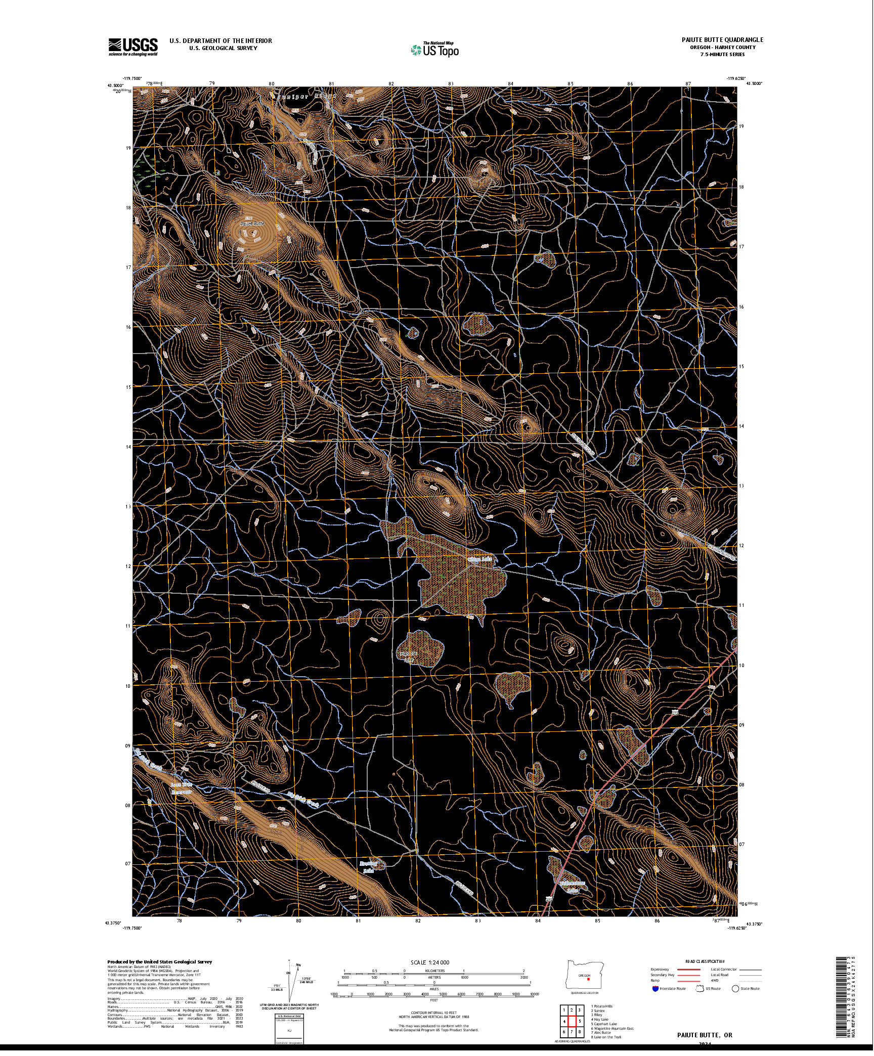 US TOPO 7.5-MINUTE MAP FOR PAIUTE BUTTE, OR
