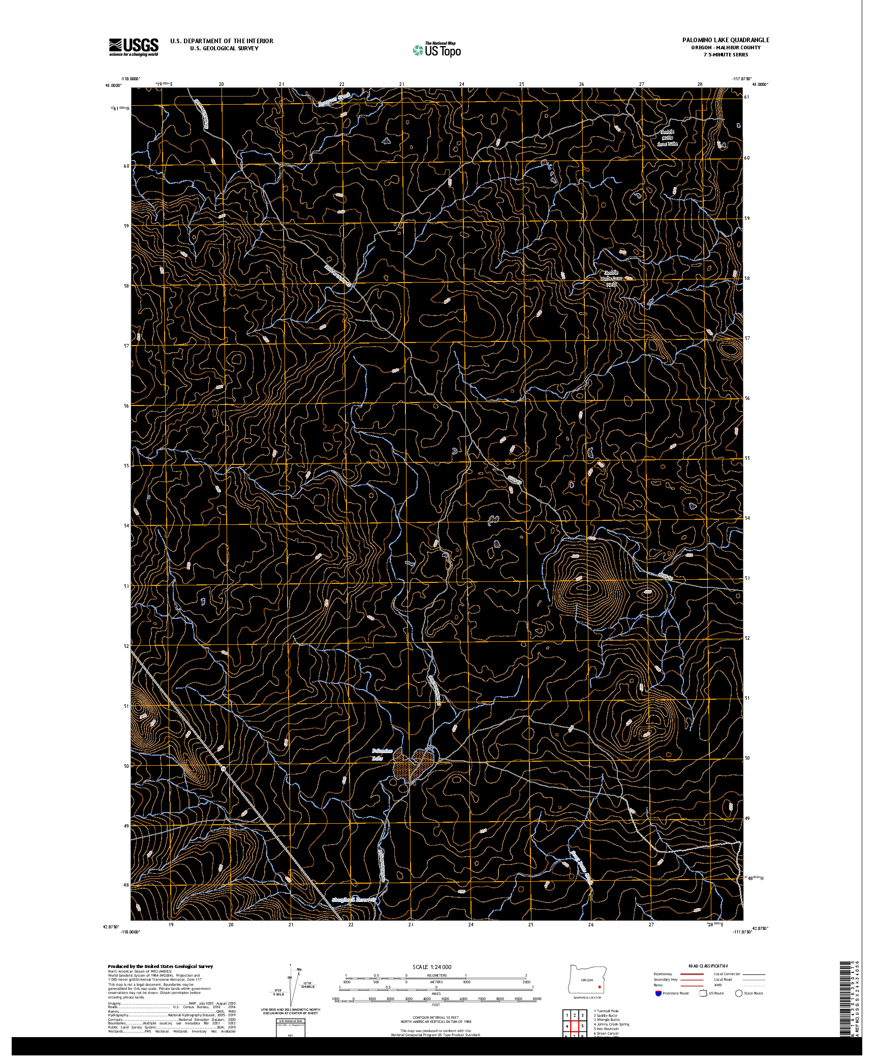 US TOPO 7.5-MINUTE MAP FOR PALOMINO LAKE, OR