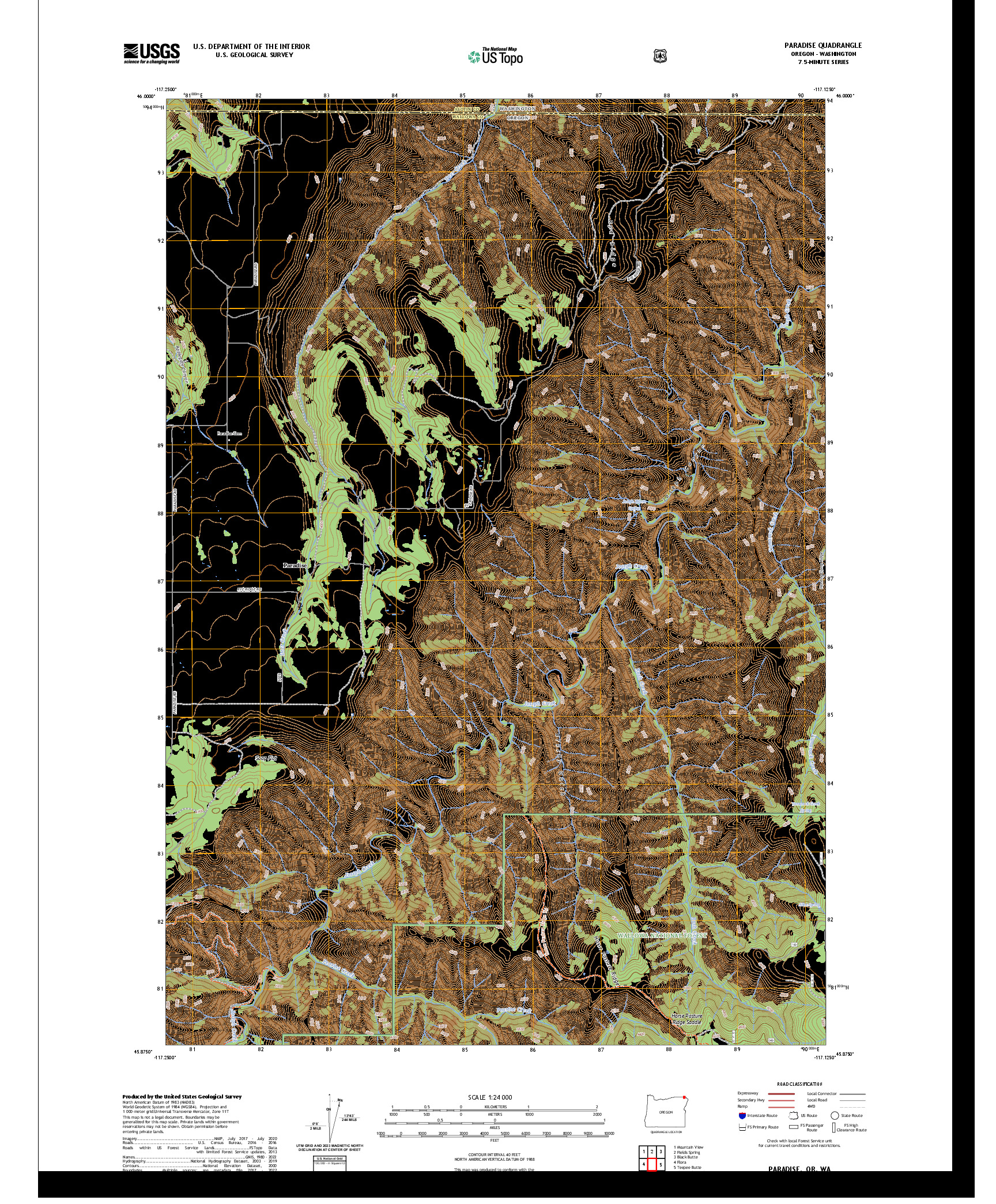 US TOPO 7.5-MINUTE MAP FOR PARADISE, OR,WA
