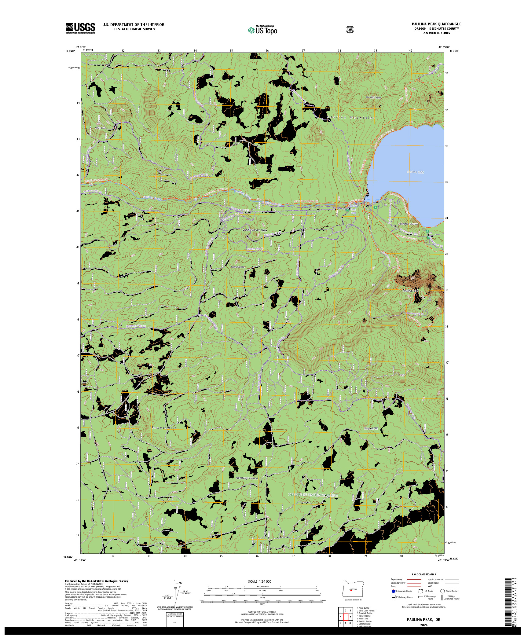 US TOPO 7.5-MINUTE MAP FOR PAULINA PEAK, OR