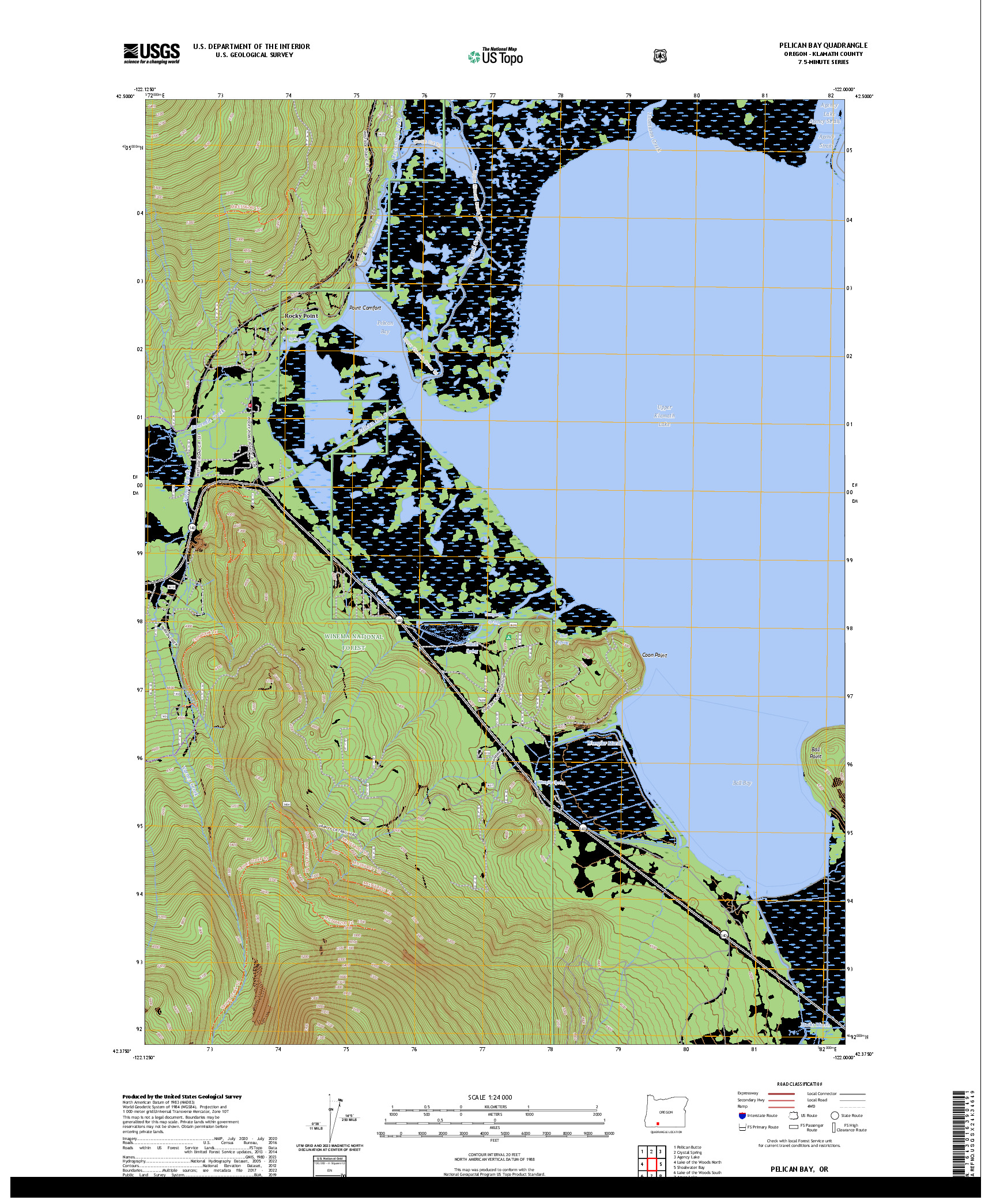 US TOPO 7.5-MINUTE MAP FOR PELICAN BAY, OR