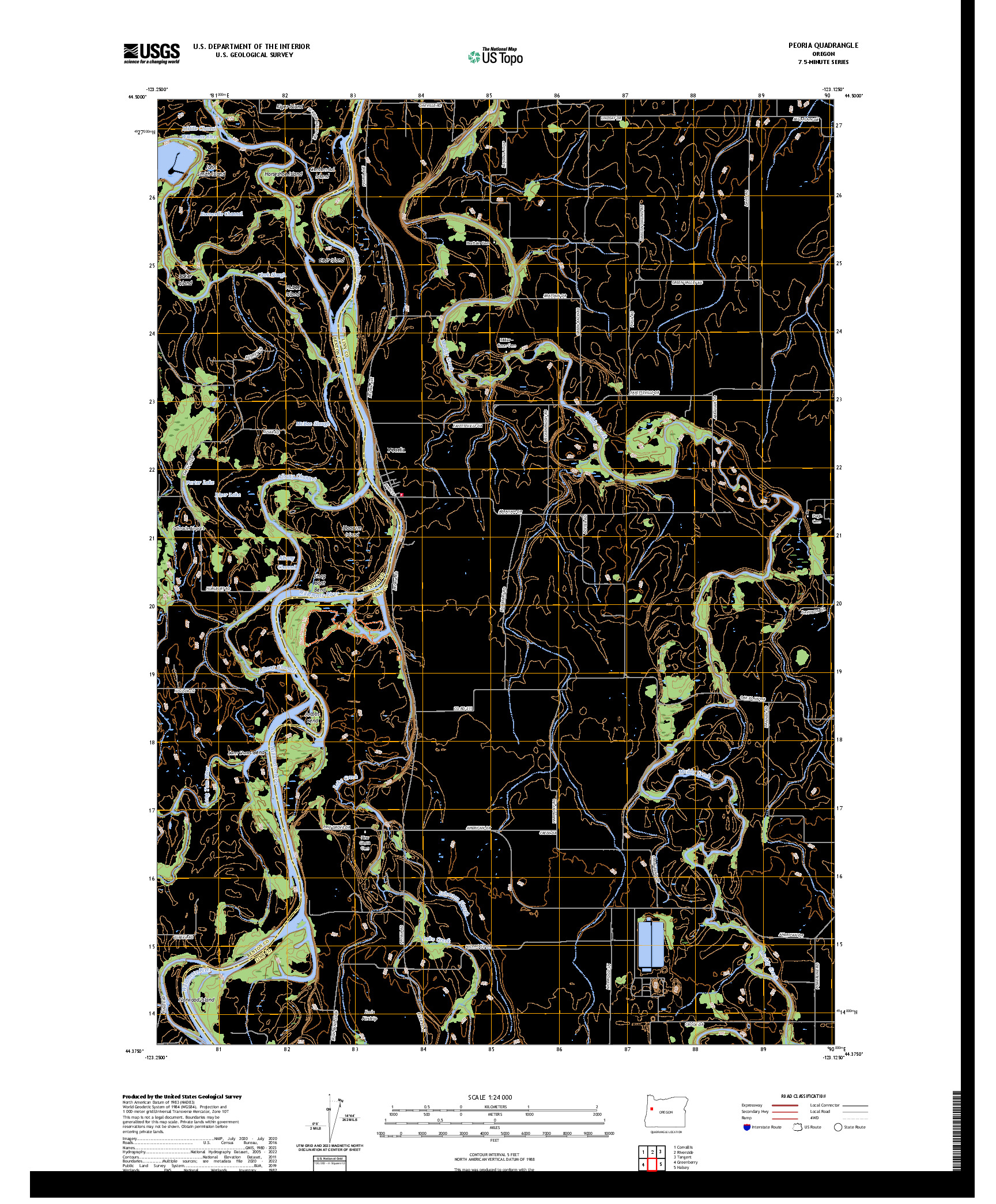 US TOPO 7.5-MINUTE MAP FOR PEORIA, OR