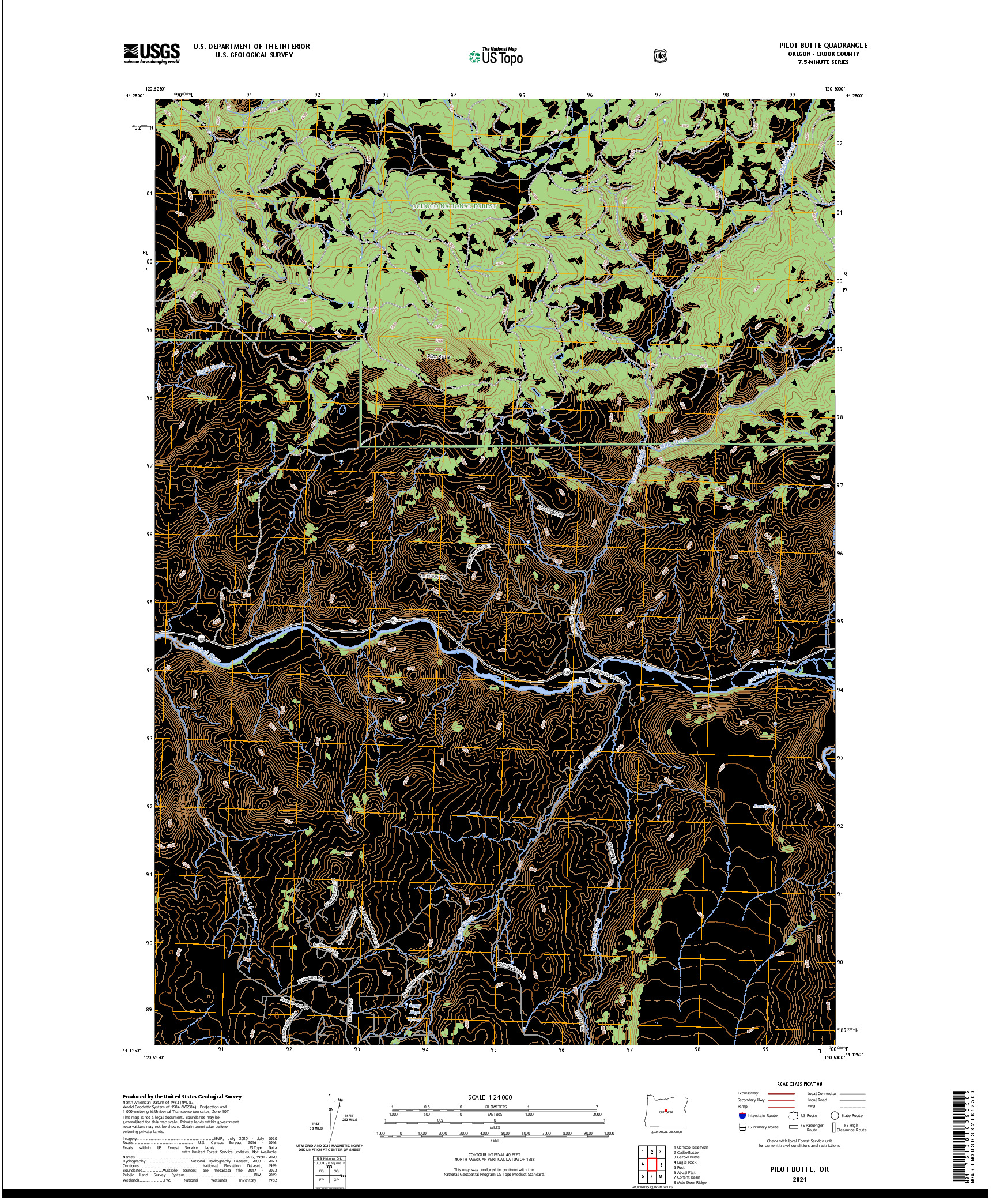 US TOPO 7.5-MINUTE MAP FOR PILOT BUTTE, OR