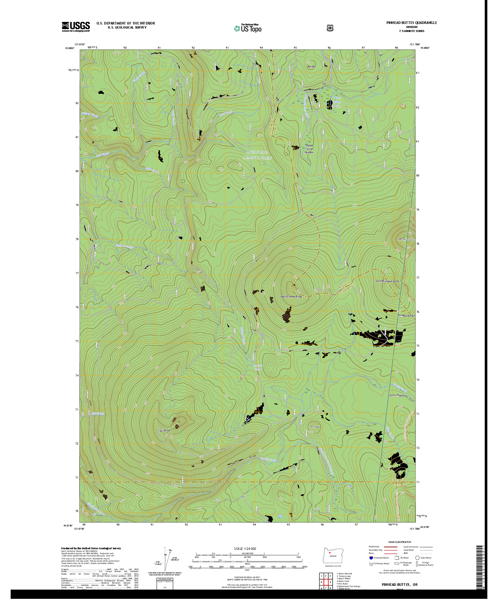 US TOPO 7.5-MINUTE MAP FOR PINHEAD BUTTES, OR