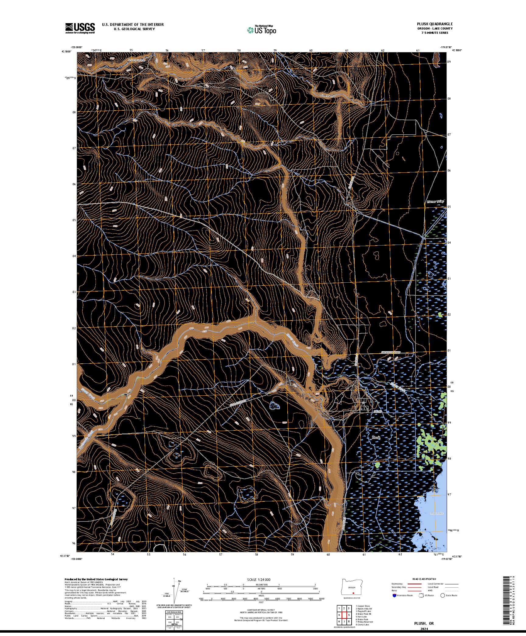 US TOPO 7.5-MINUTE MAP FOR PLUSH, OR
